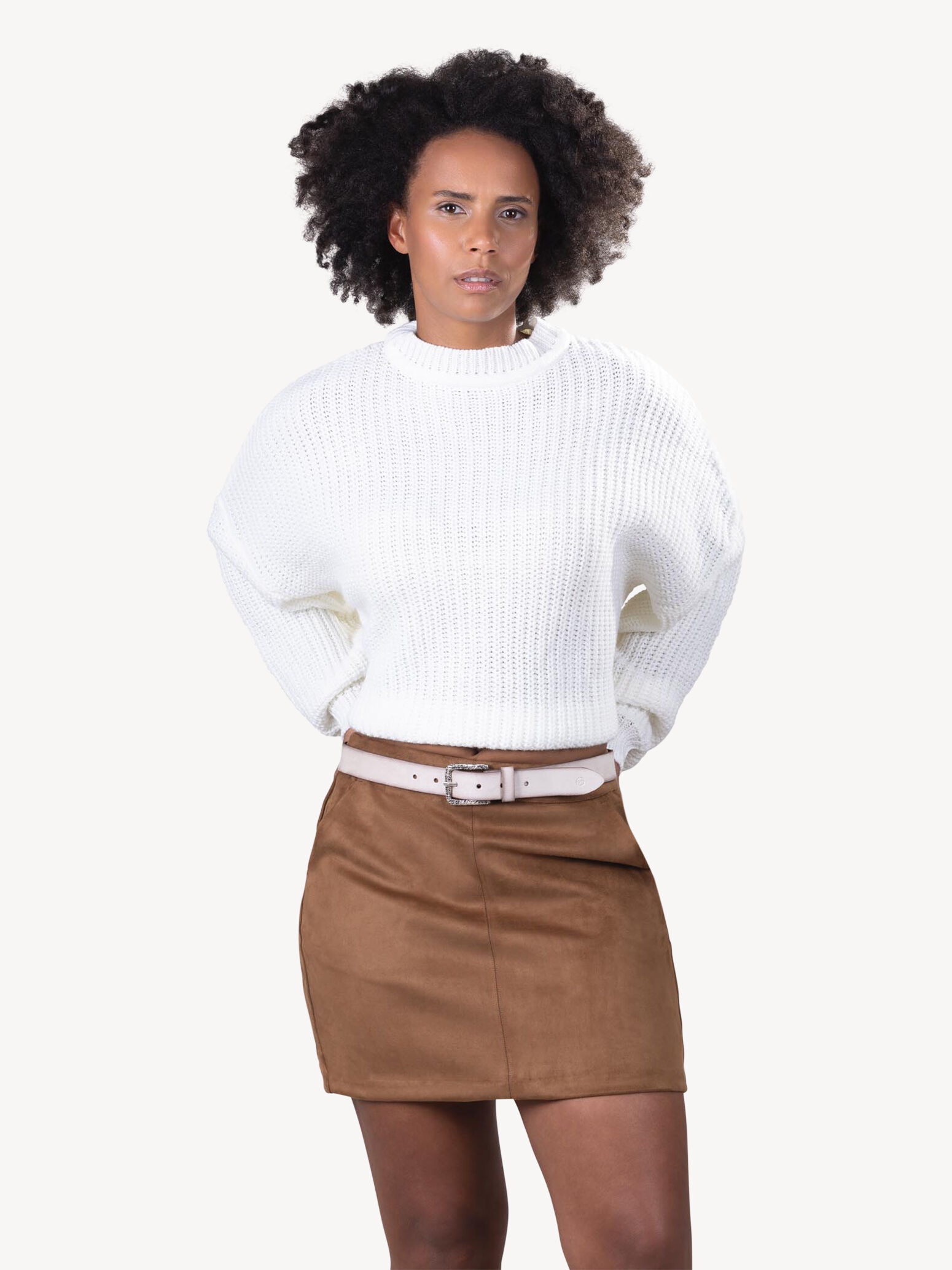 Leather Belt - Beige