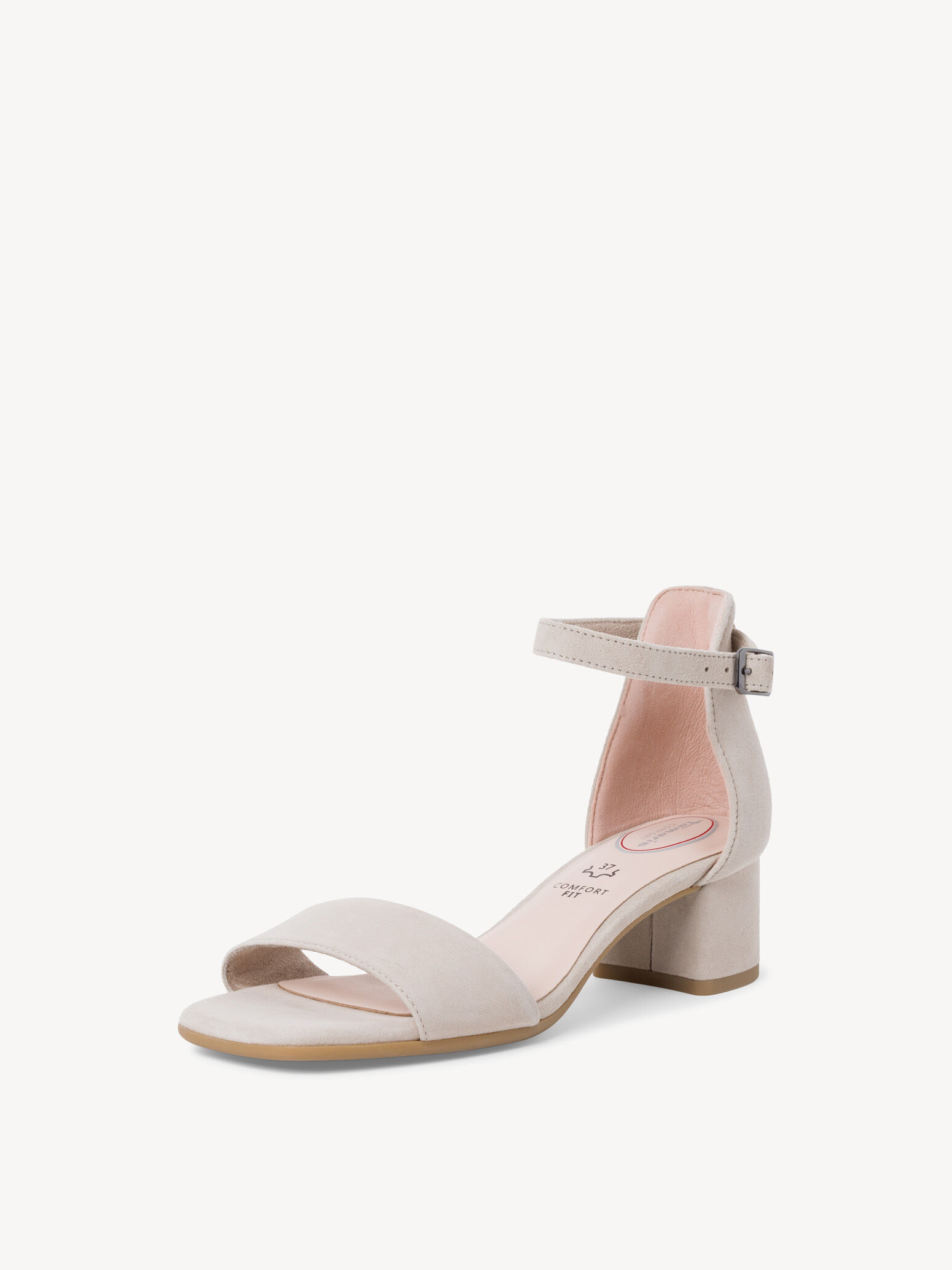 Leather Heeled Sandal - Beige
