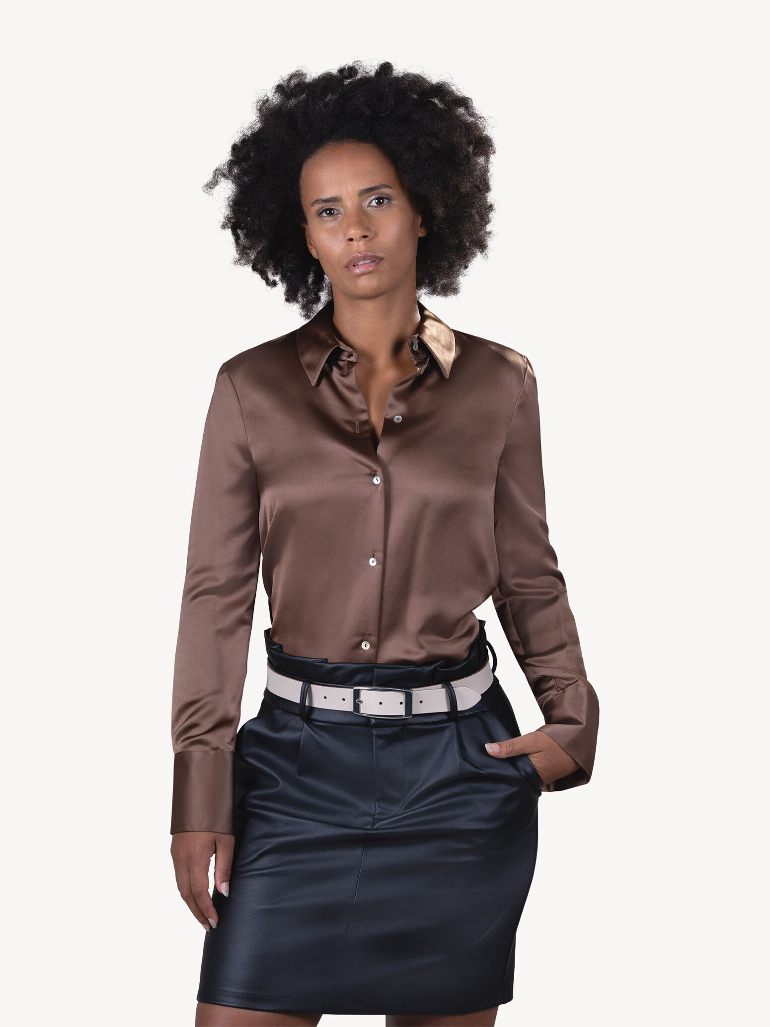 Leather Belt - Beige