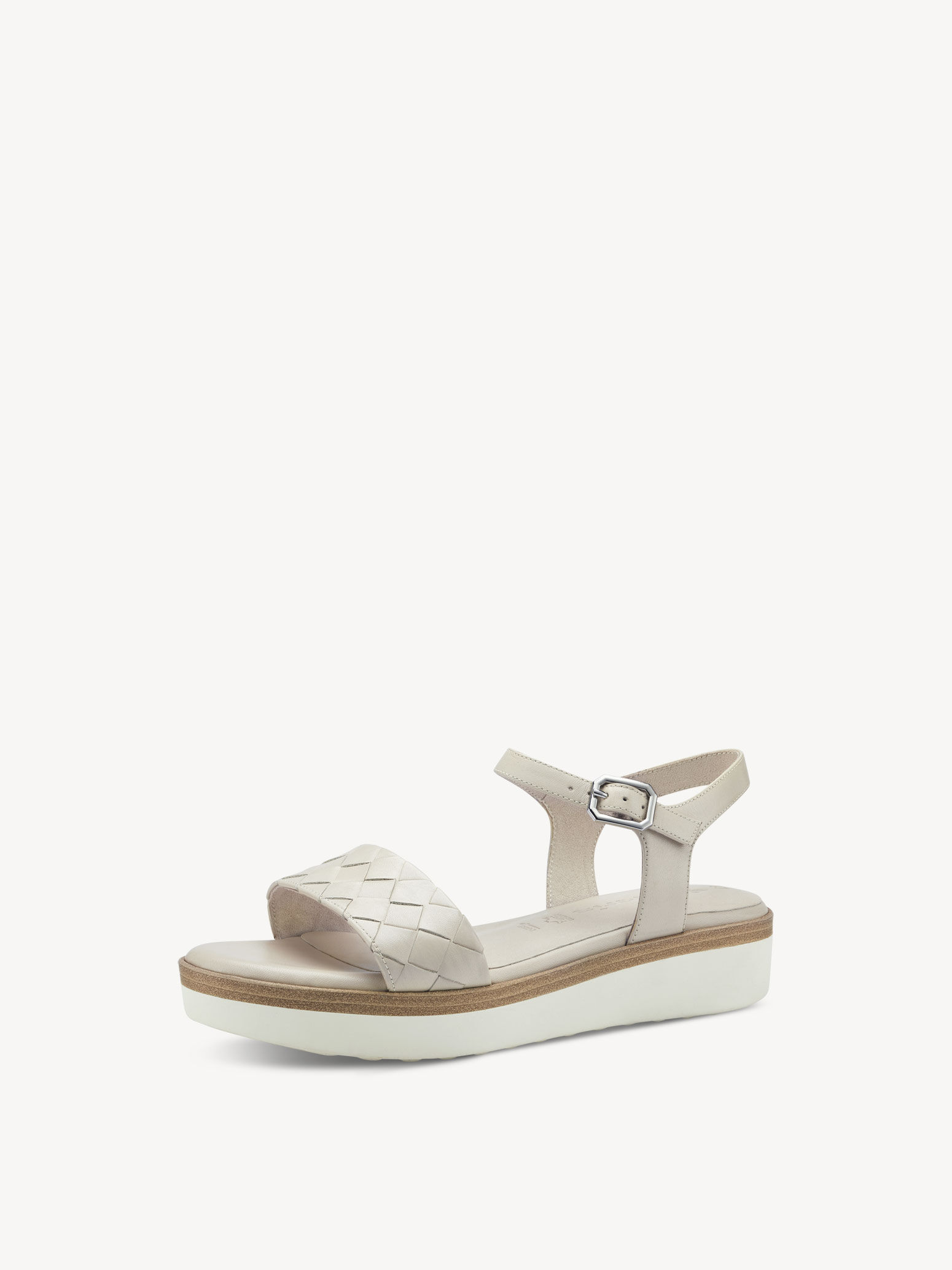 Leather Heeled Sandal - Beige