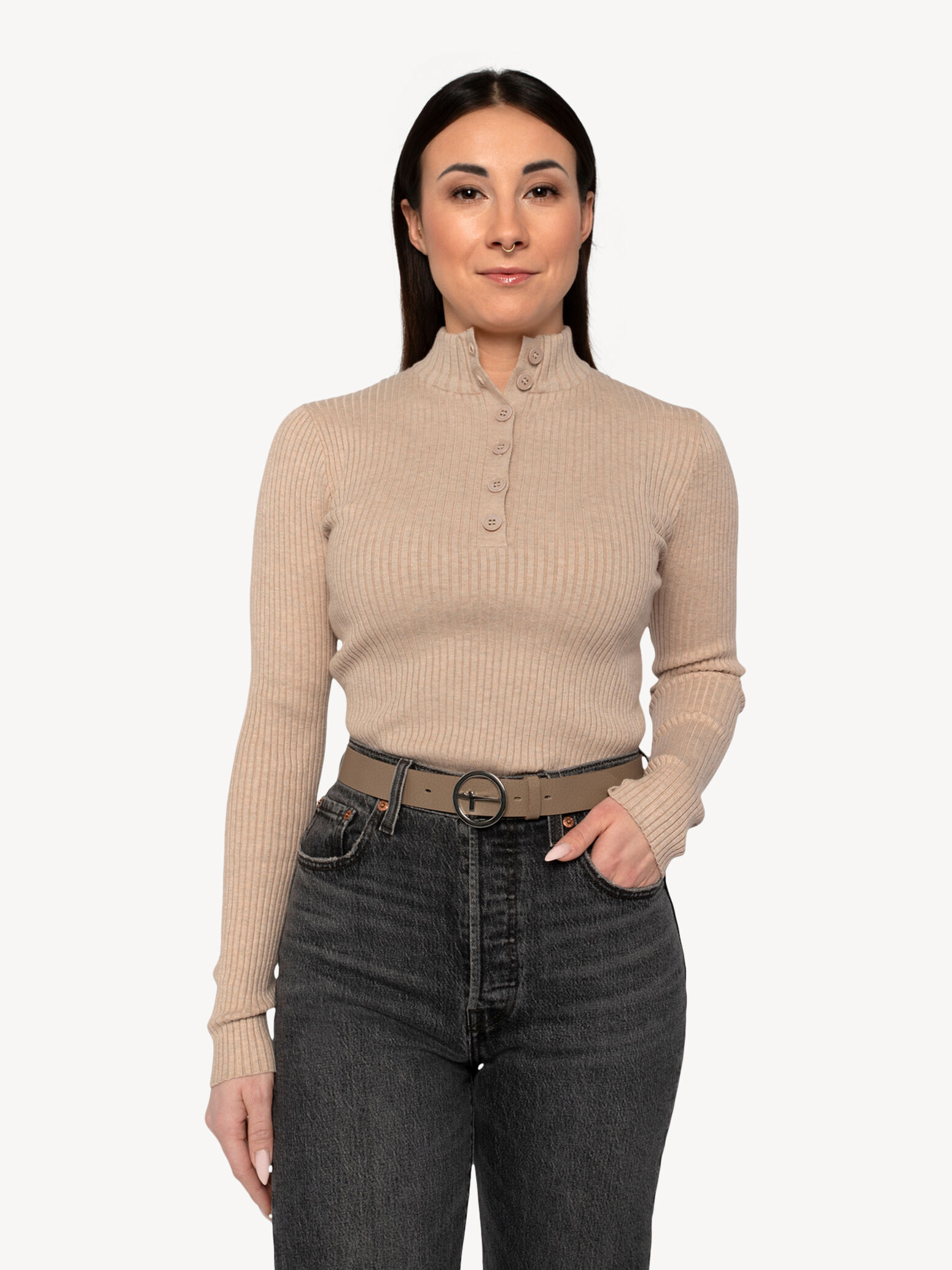 Leather Belt - Beige