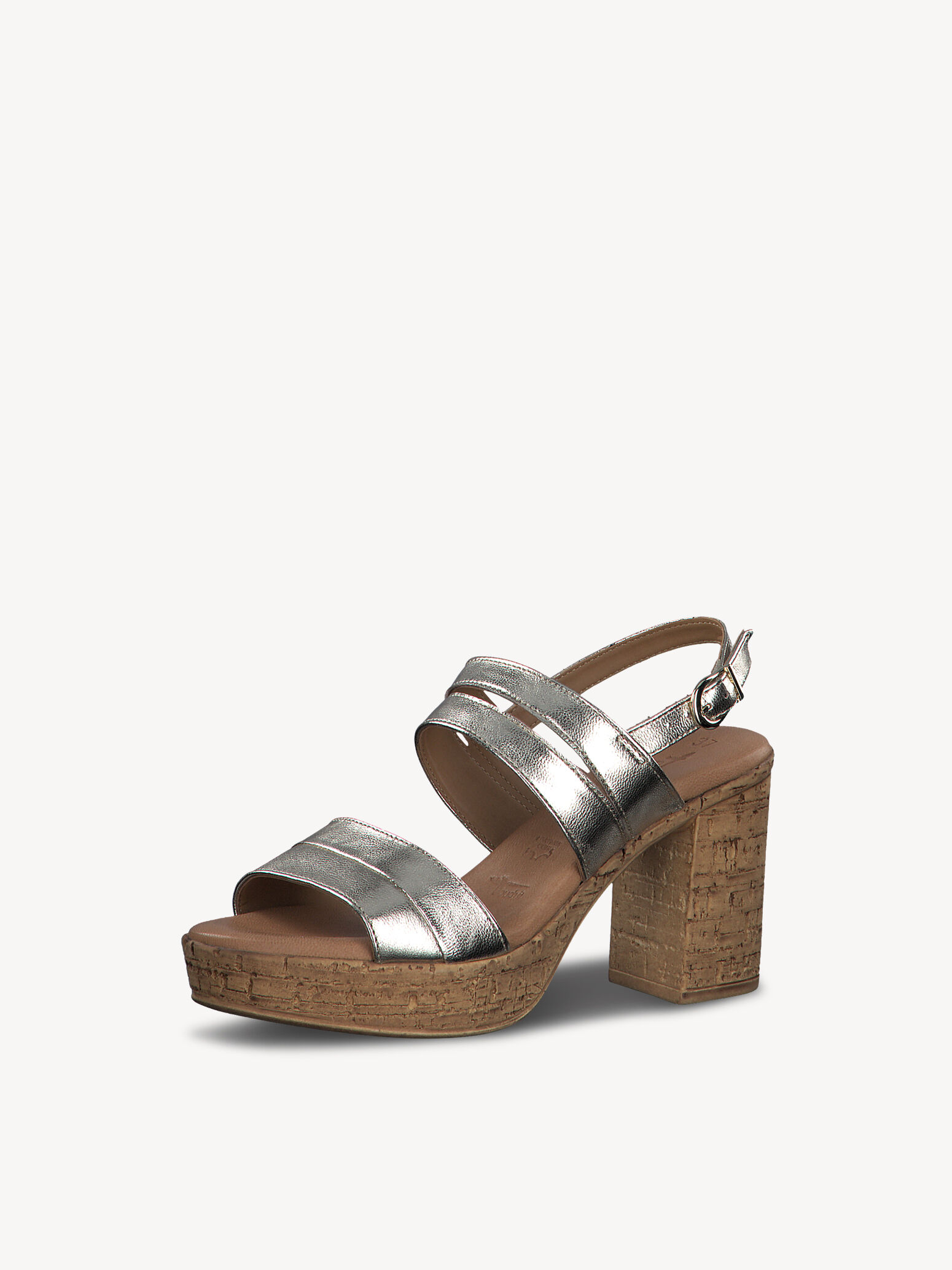 Leather Heeled Sandal - Metallic