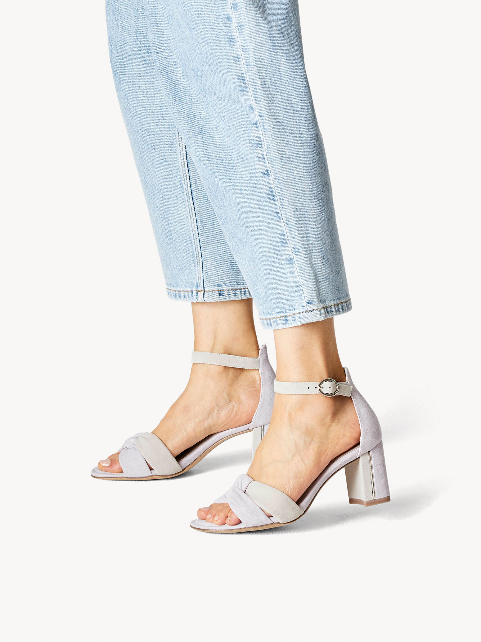 Leather Heeled Sandal - Purple