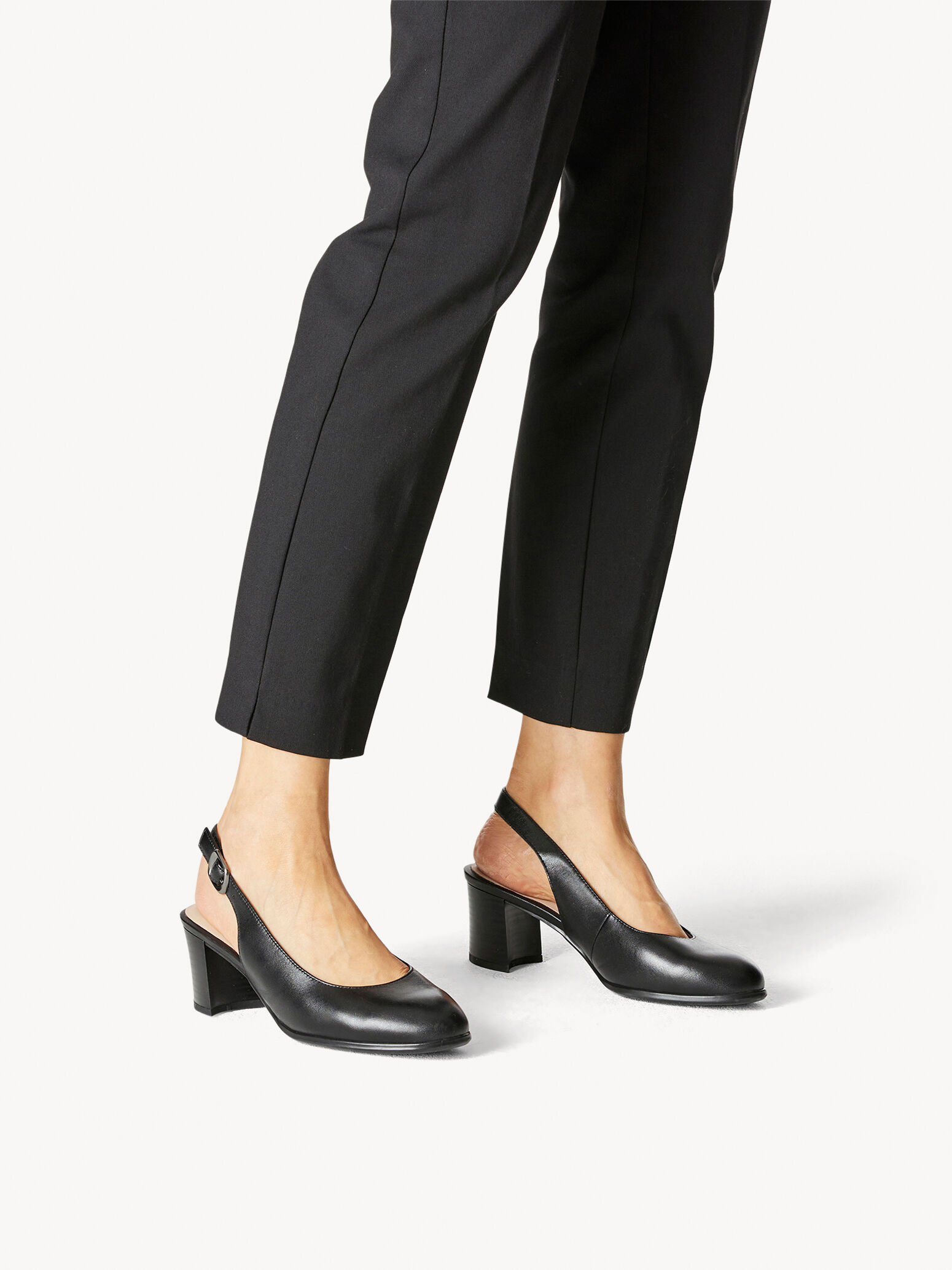 Leather Sling Pumps - Black