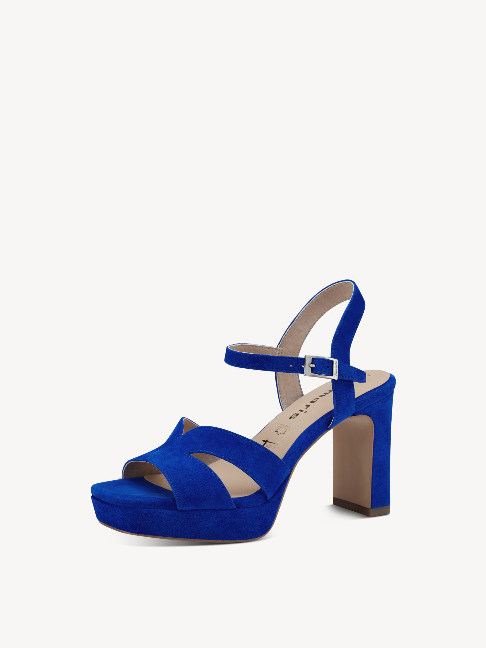 Leather Heeled Sandal - Blue
