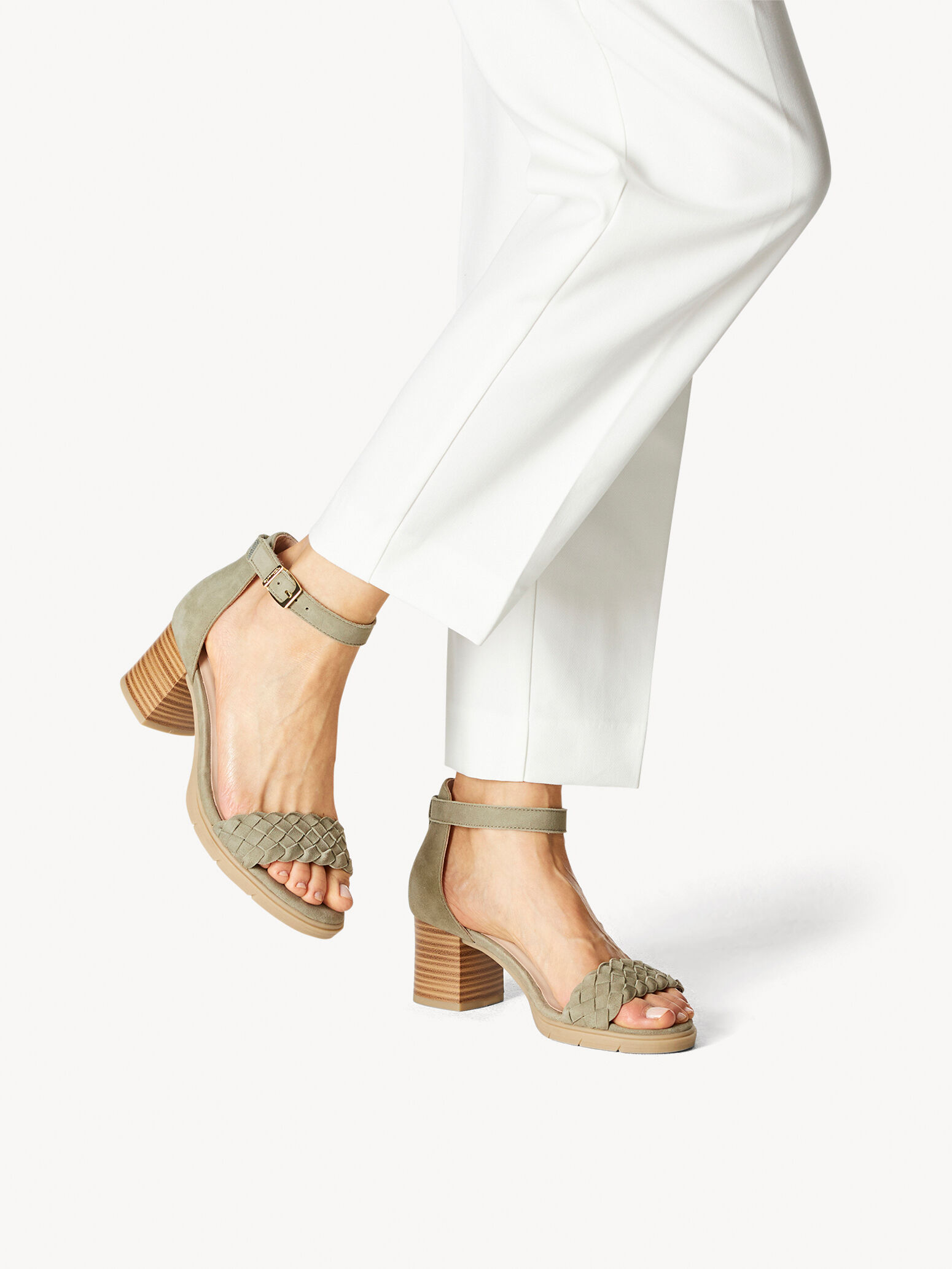 Leather Heeled Sandal - Green