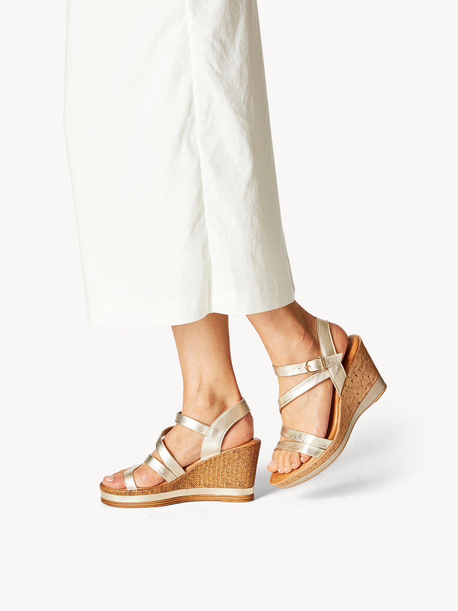 Leather Heeled Sandal - Metallic