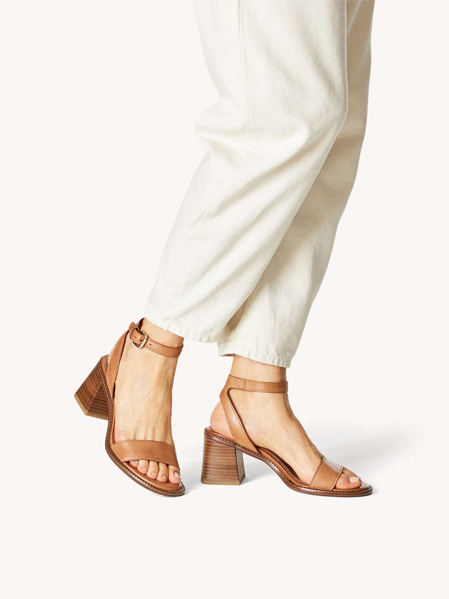 Leather Heeled Sandal - Brown