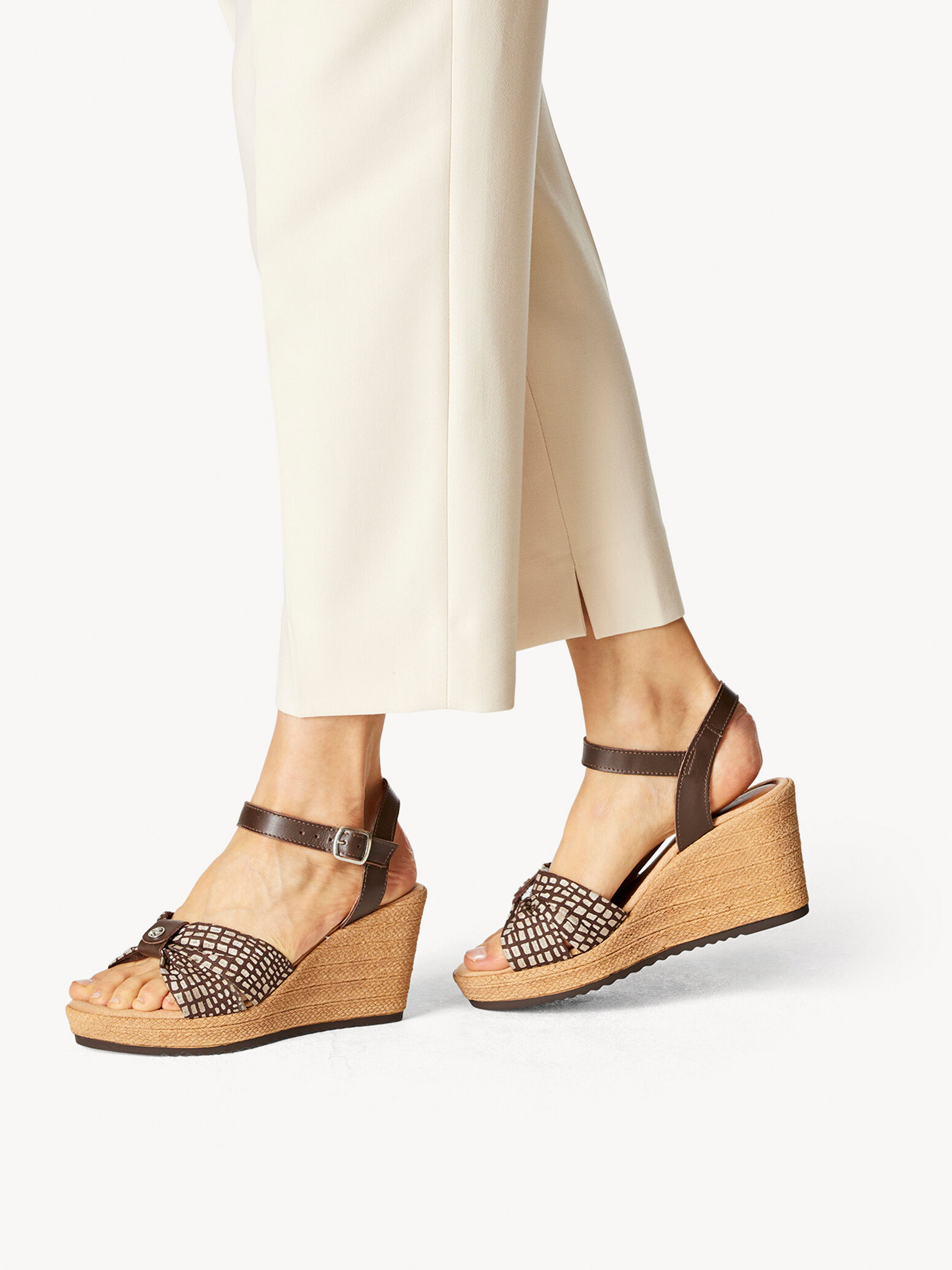 Leather Heeled Sandal - Brown