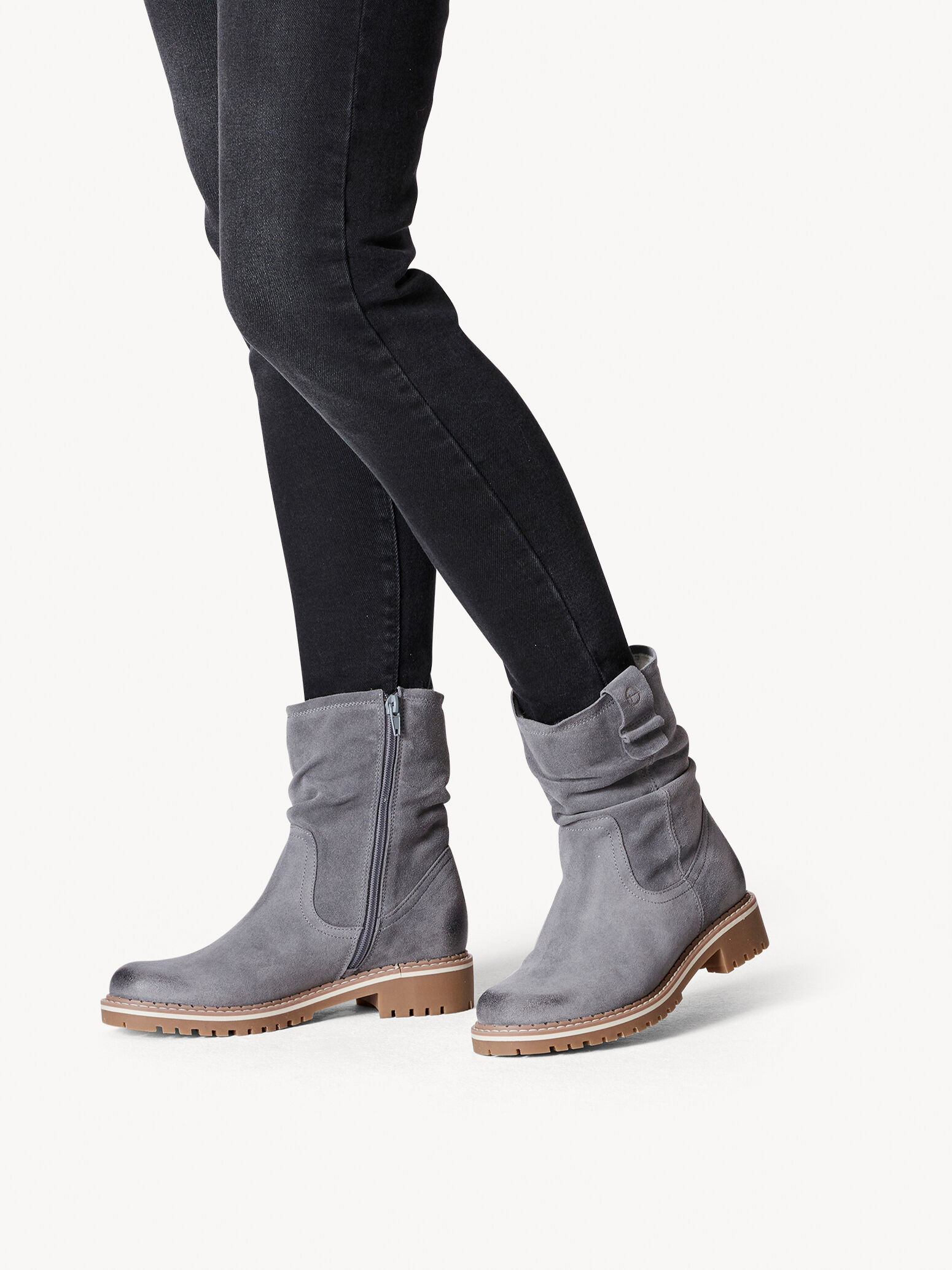 Leather Bootie - Grey Warm Lining
