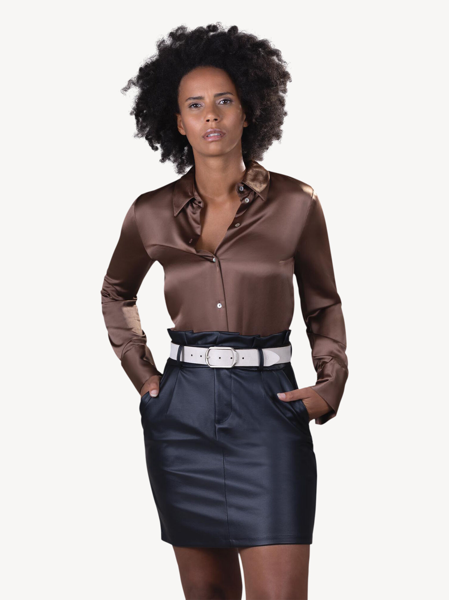 Leather Belt - Beige