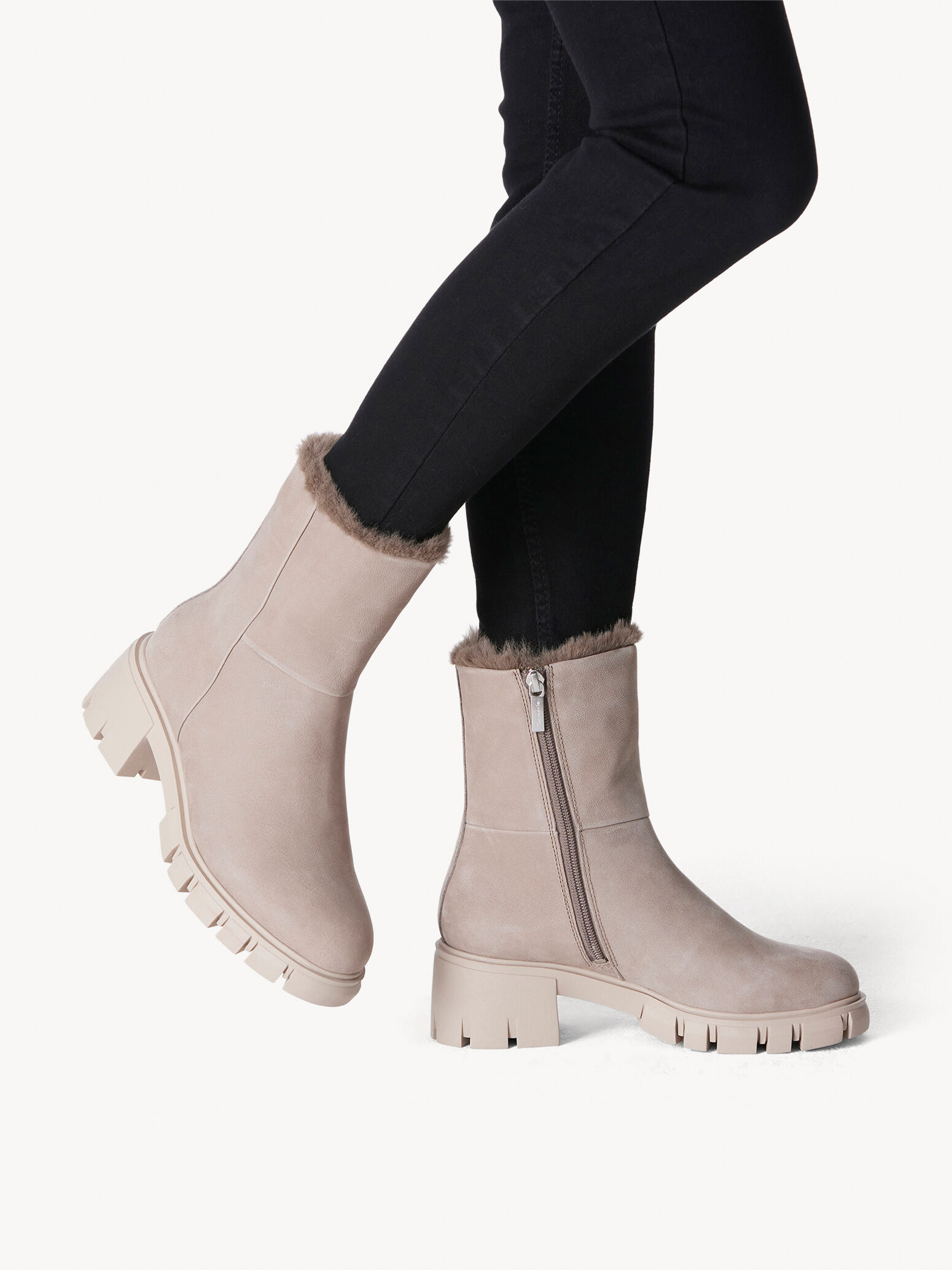 Leather Bootie - Beige Warm Lining