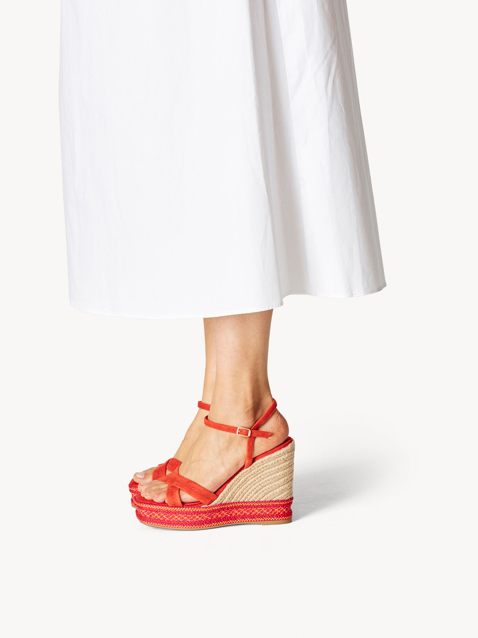 Leather Heeled Sandal - Orange