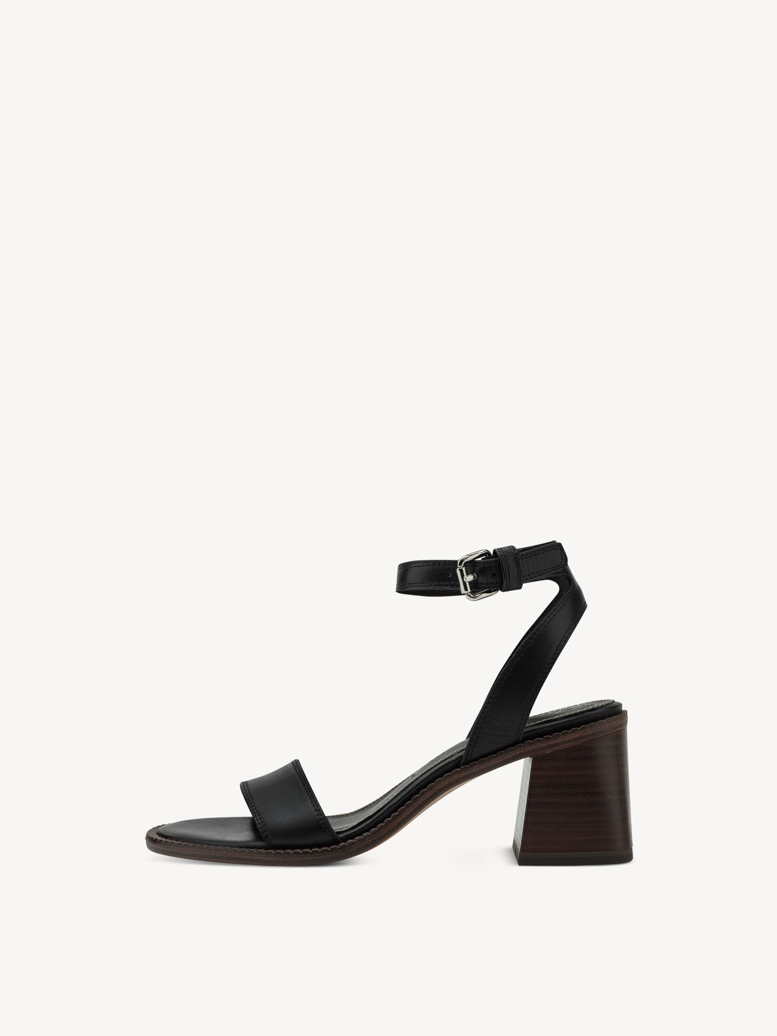 Leather Heeled Sandal - Black