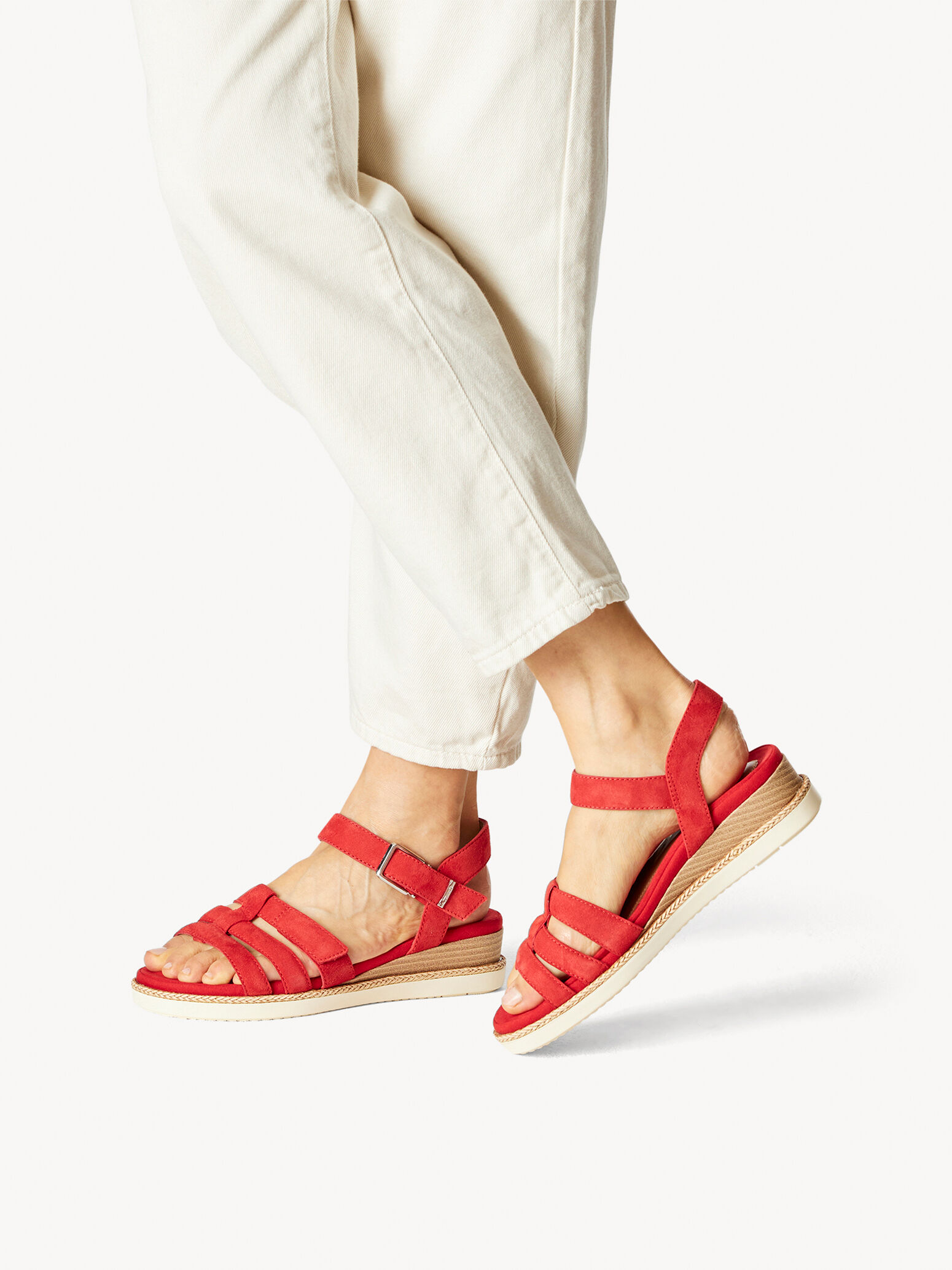 Leather Heeled Sandal - Red