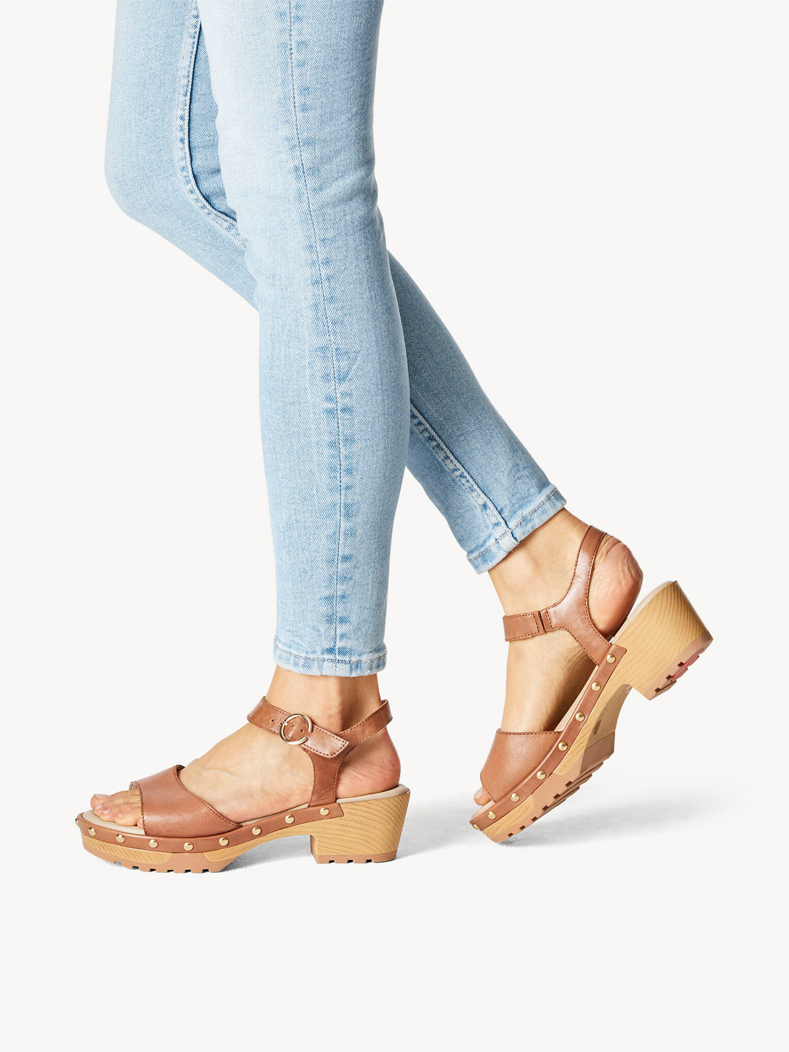 Leather Heeled Sandal - Brown