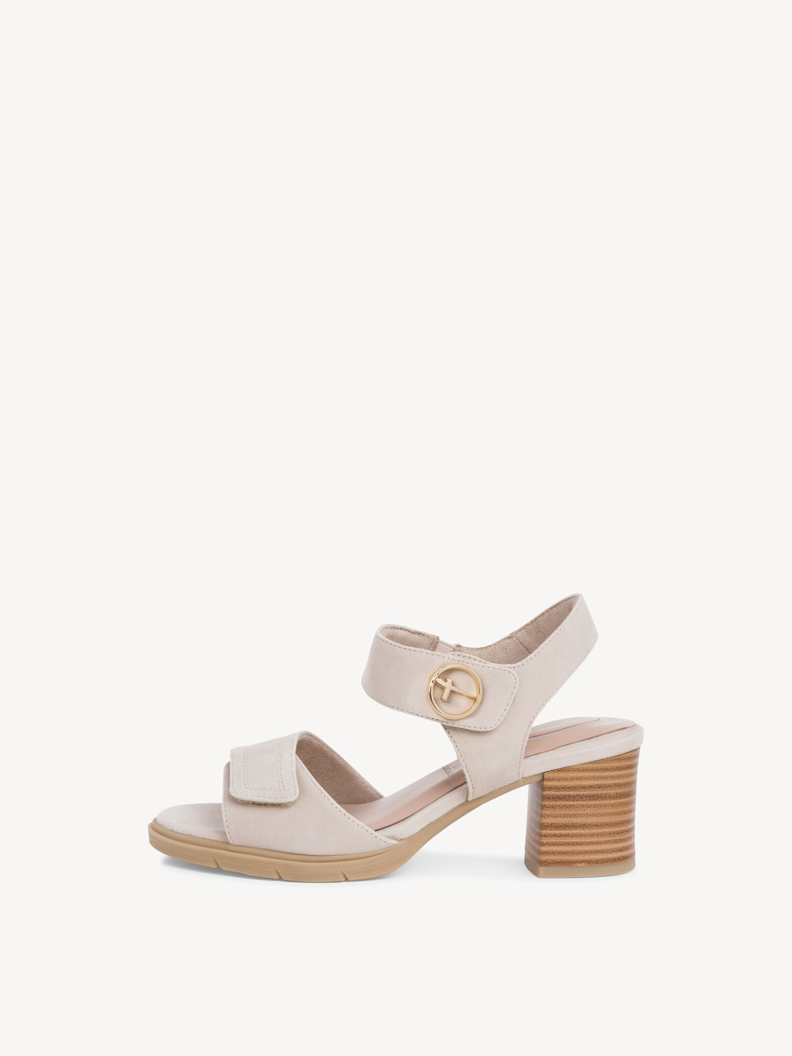 Leather Heeled Sandal - Beige