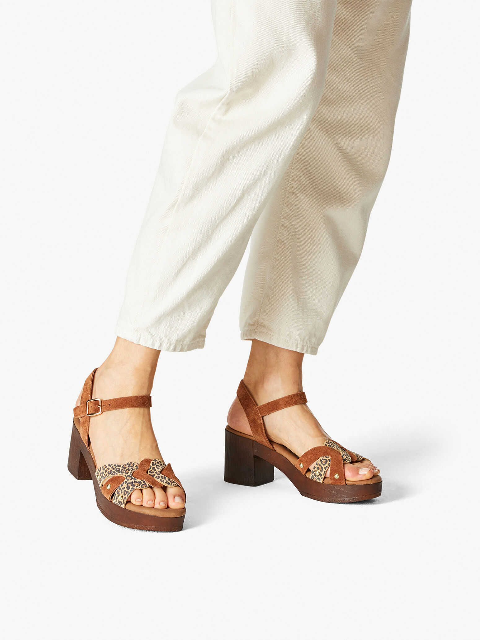 Leather Heeled Sandal - Brown