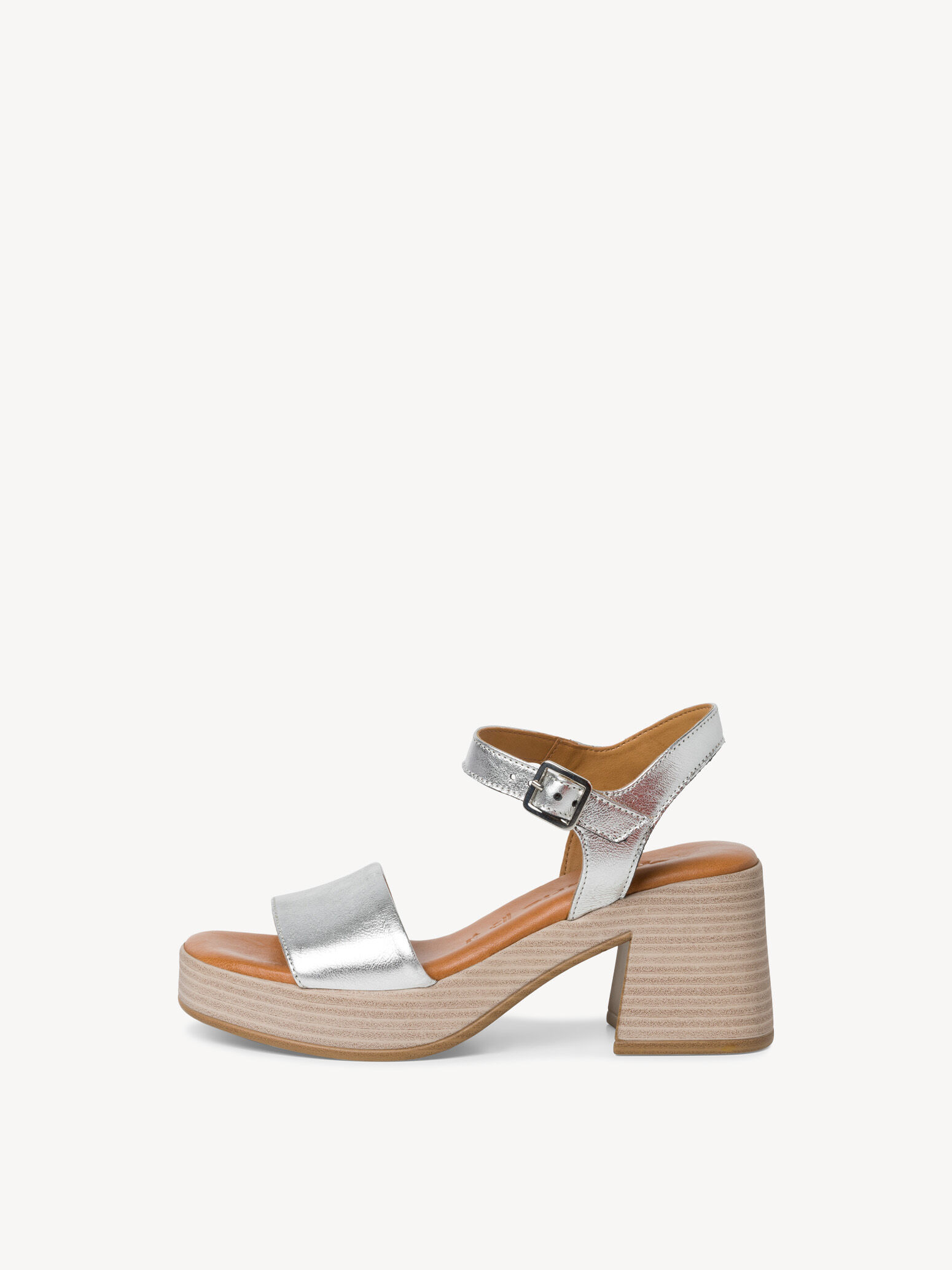 Leather Heeled Sandal - Metallic