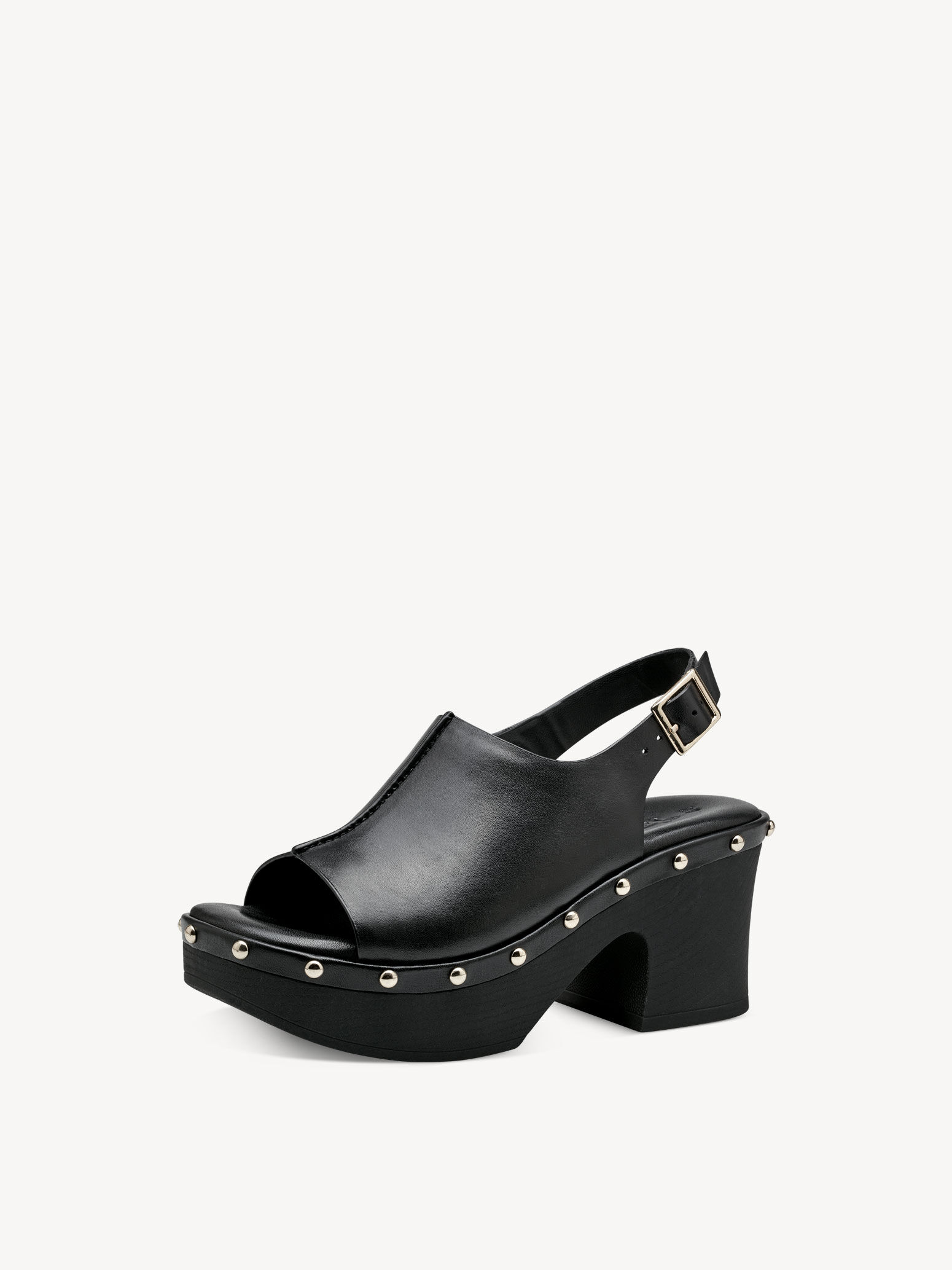 Leather Heeled Sandal - Black