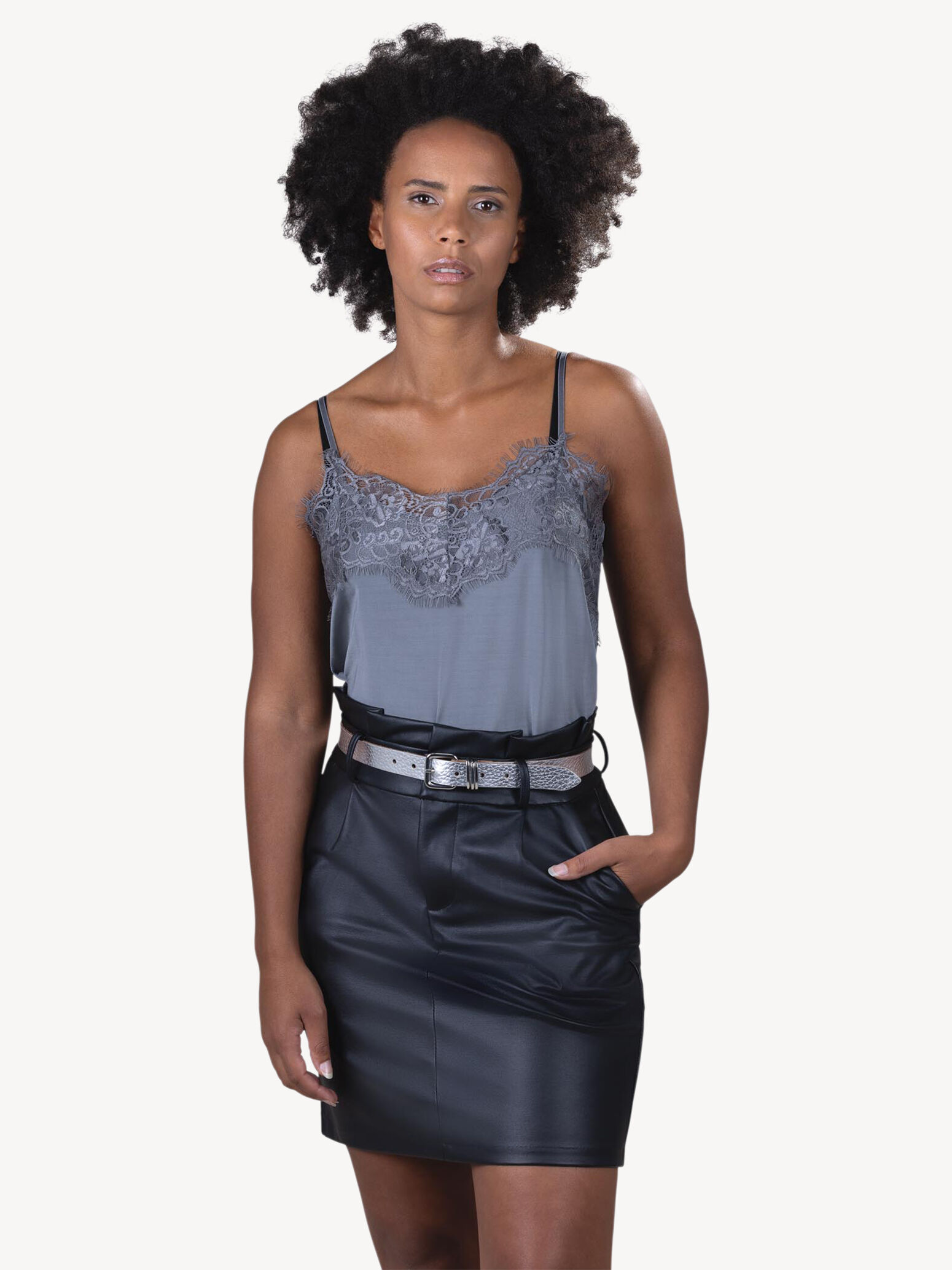 Leather Belt - Silver