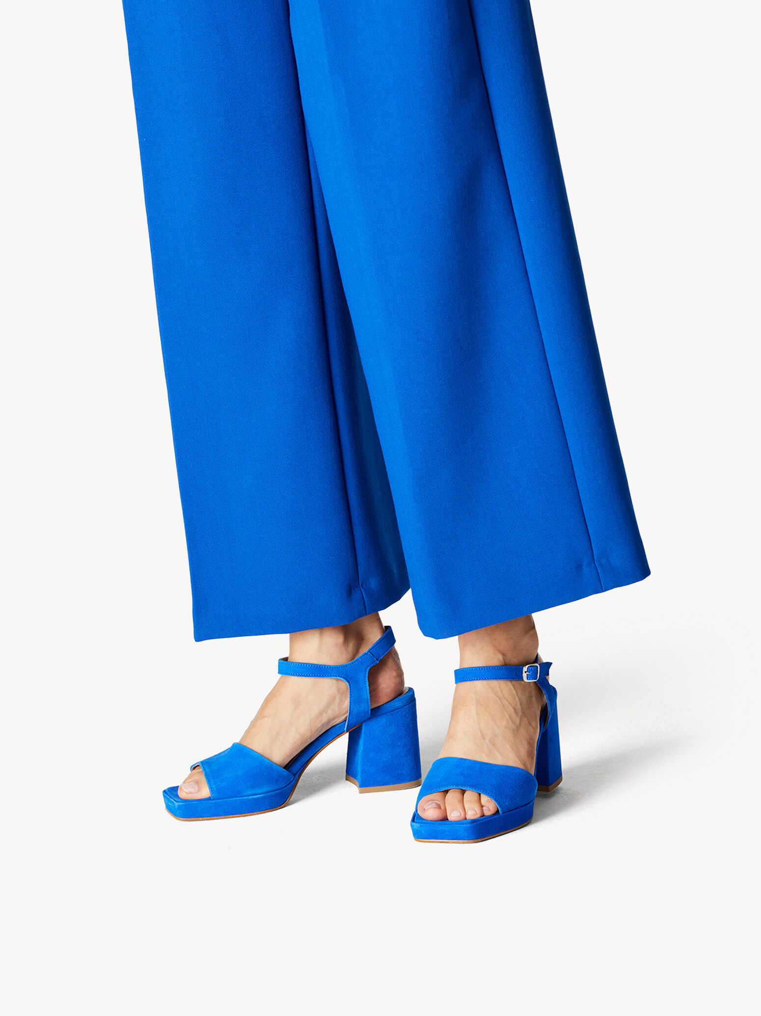Leather Heeled Sandal - Blue