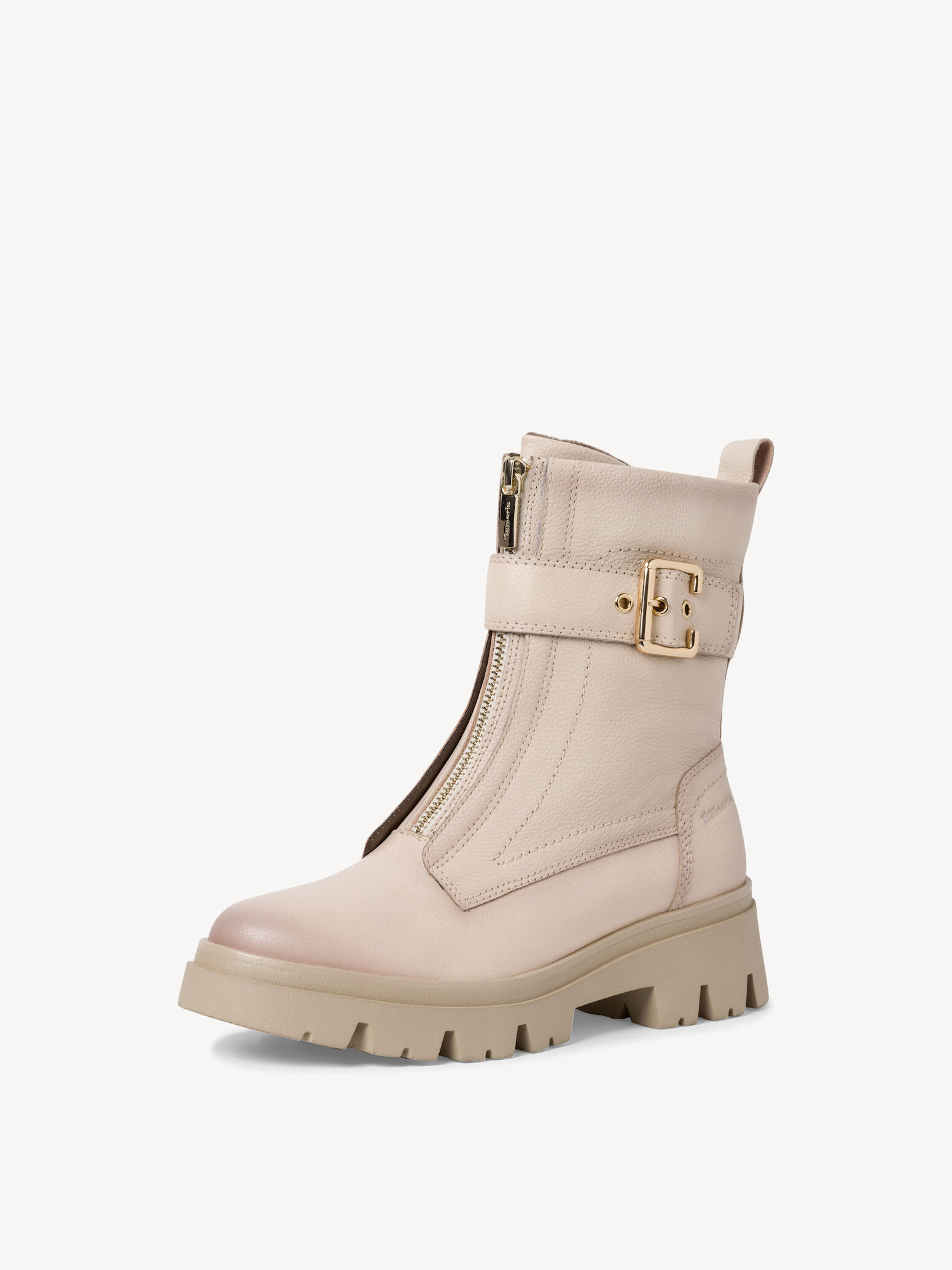 Leather Bootie - Beige
