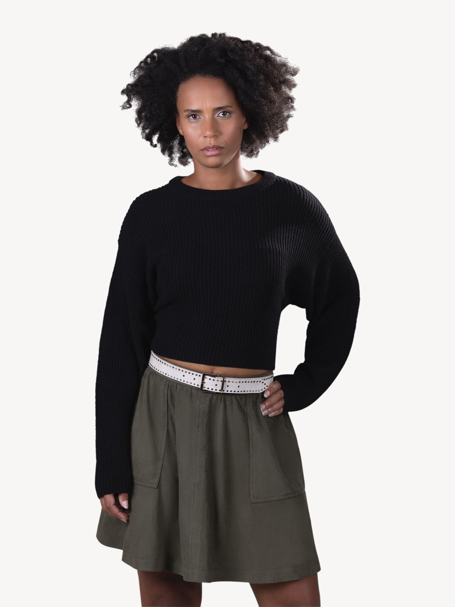 Leather Belt - Beige