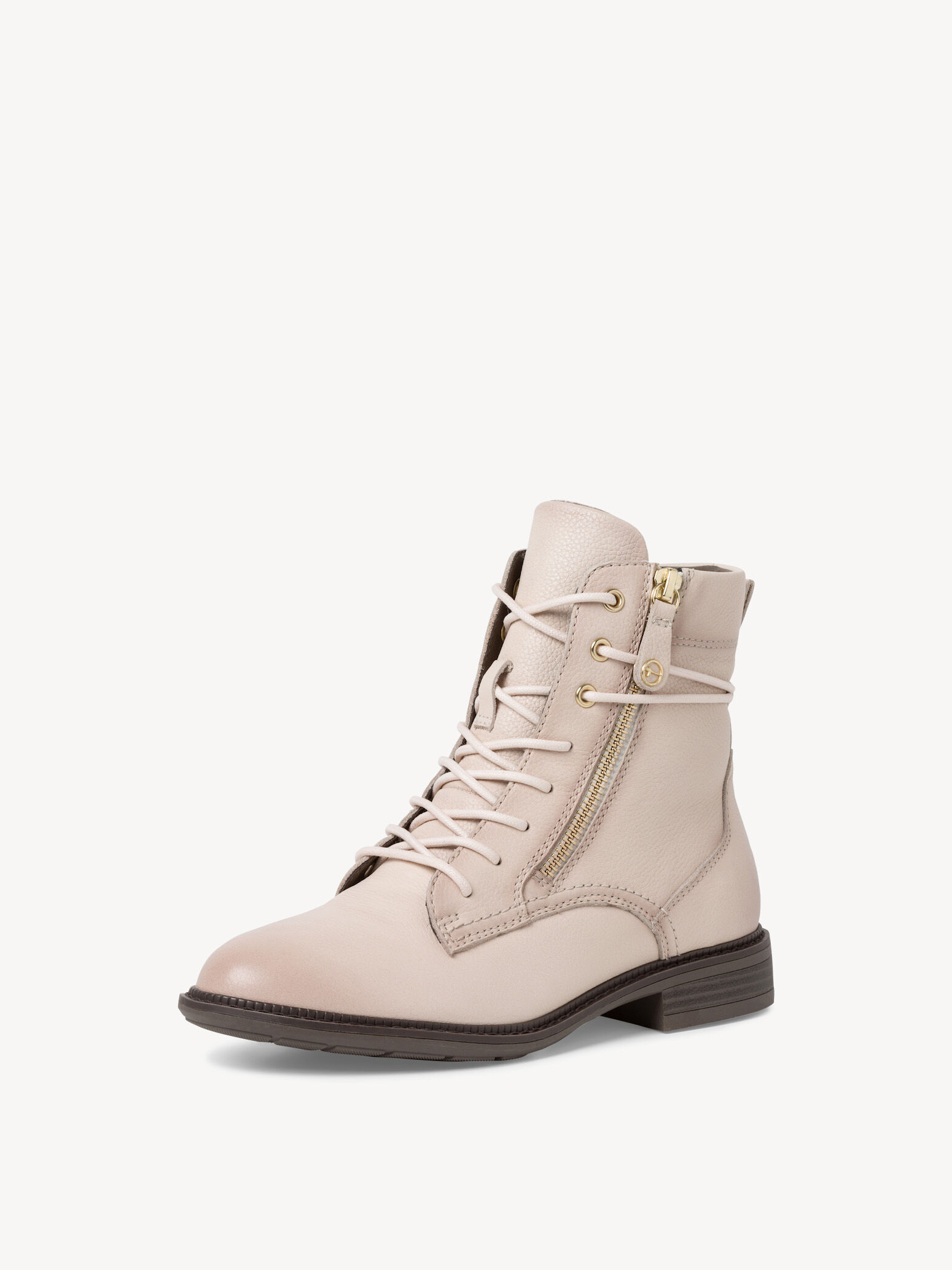 Leather Bootie - Beige