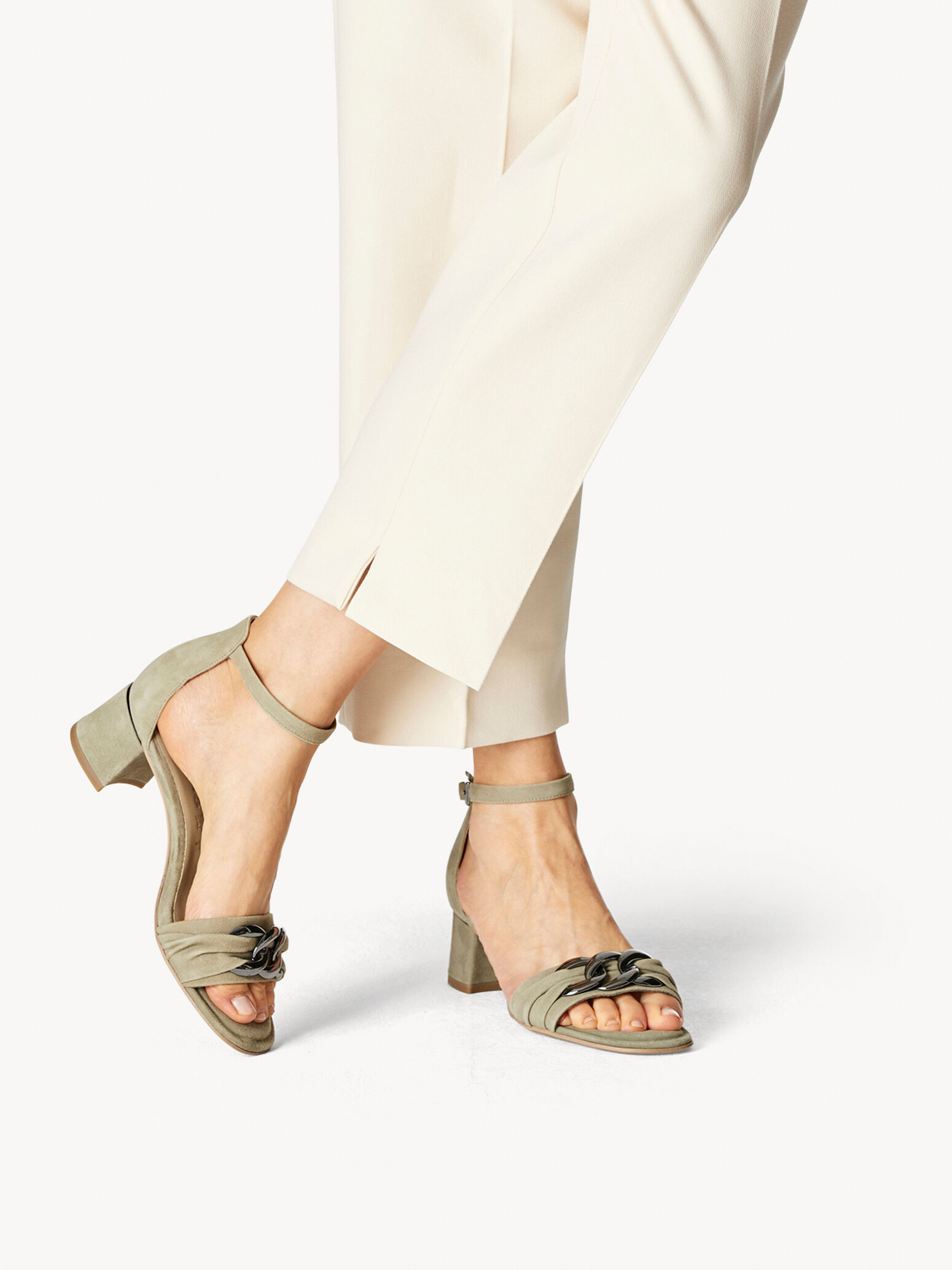 Leather Heeled Sandal - Green