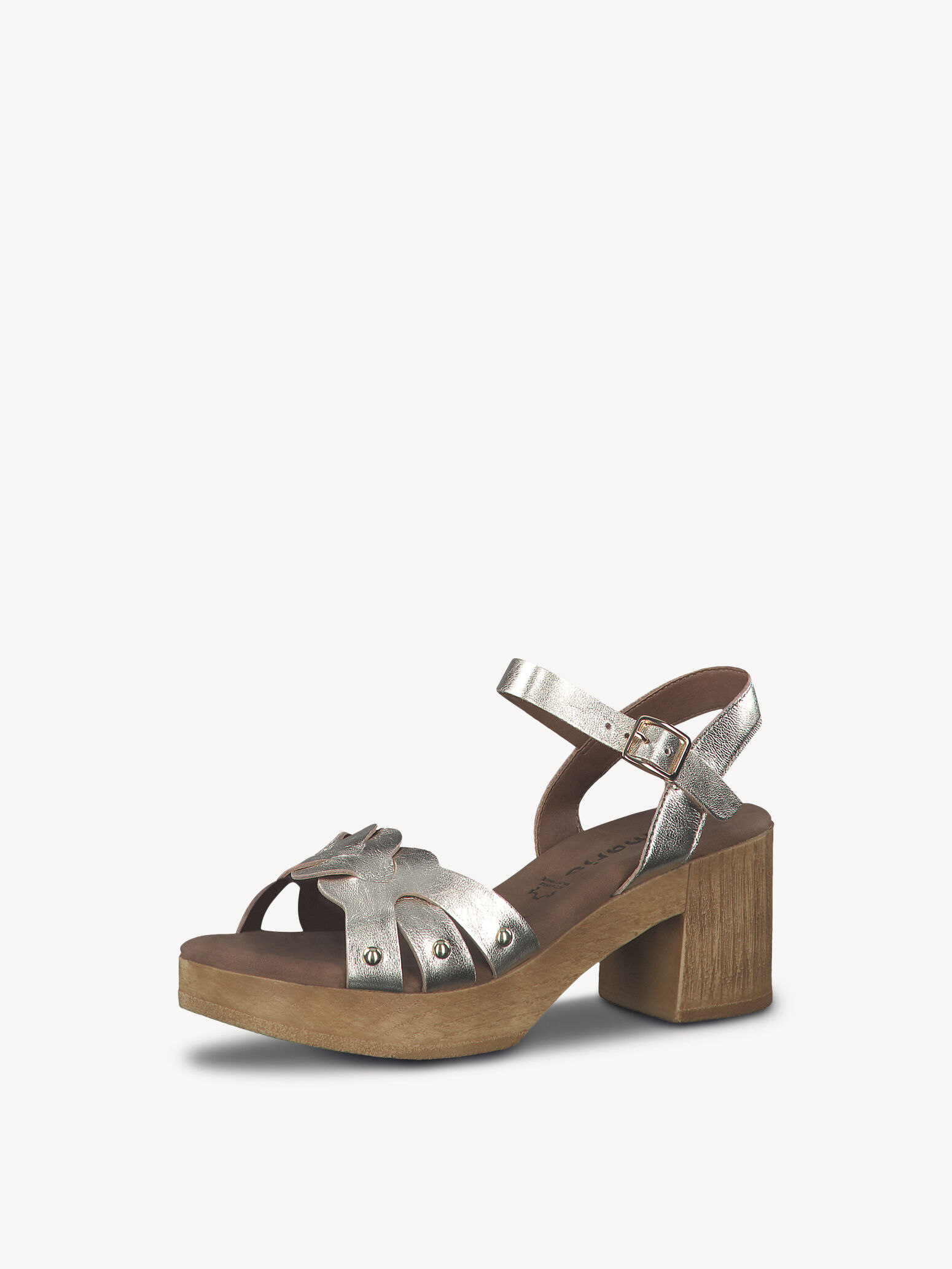 Leather Heeled Sandal - Metallic