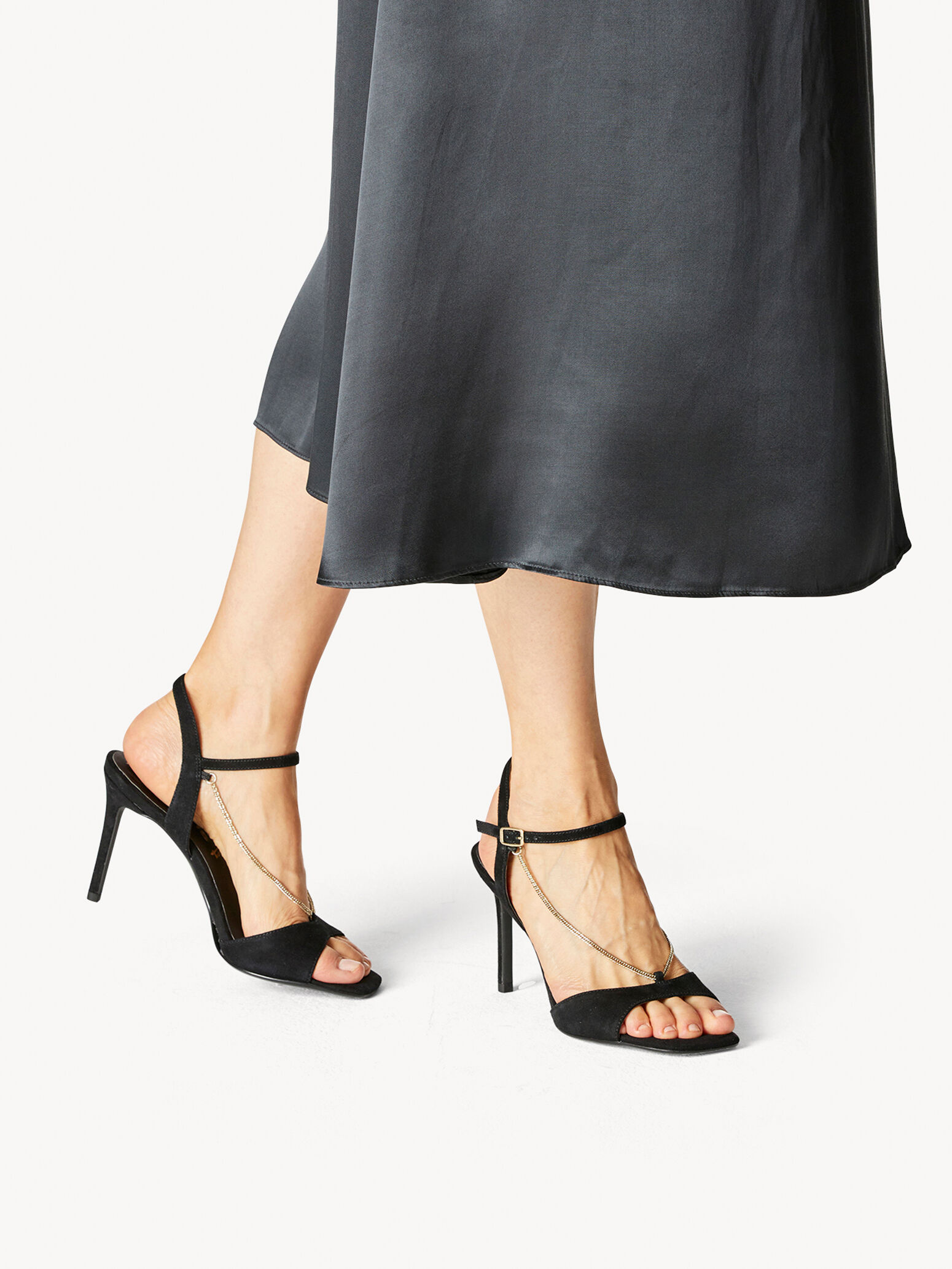 Leather Heeled Sandal - Black