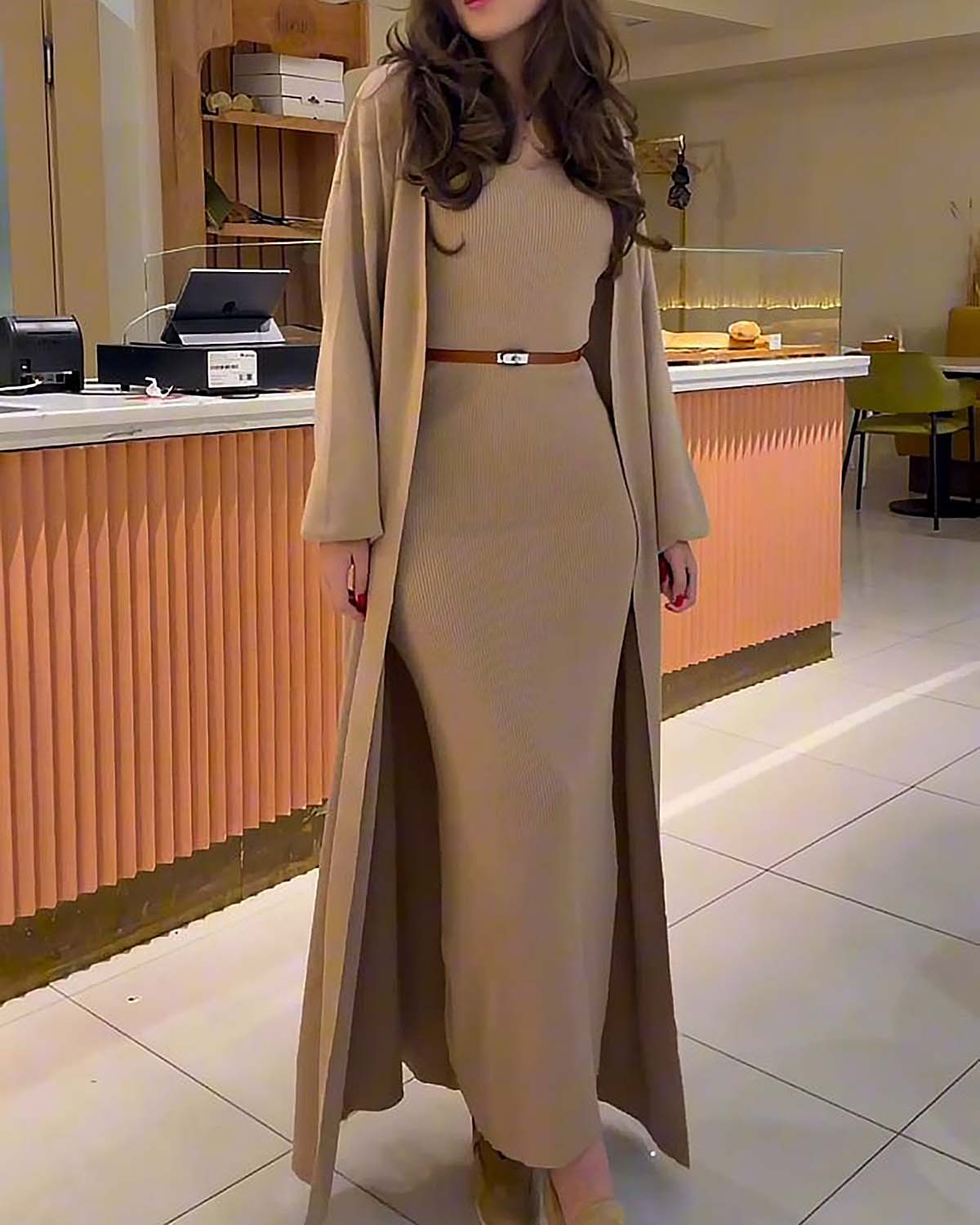 Elegant Cardigan + Dress Two Piece Set 1ad7