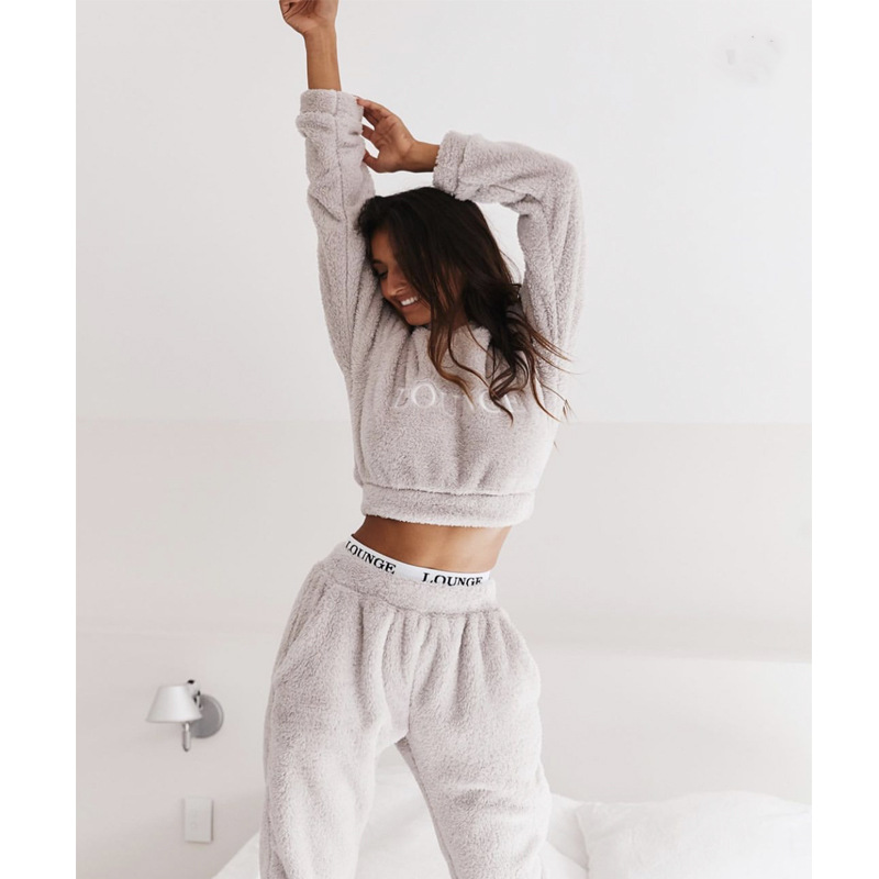 Fashion embroidered plush leisure sports suit