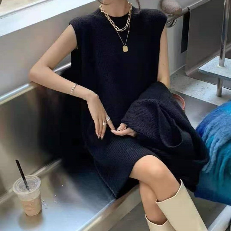 Casual All-Match Sweater Vest Skirt Shawl Two-Piece Set