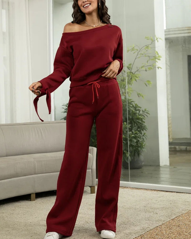 Two-piece casual sports solid color sweater