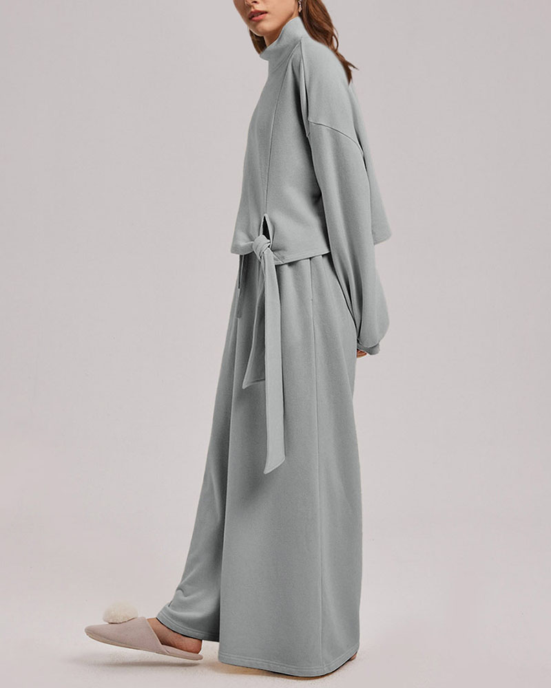 Lace Up Casual Two Piece Set