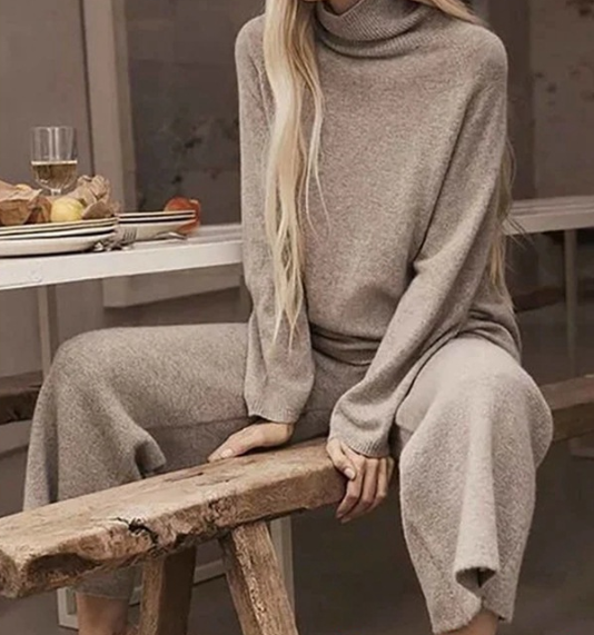 Casual Turtleneck Elegant Two-piece Suit