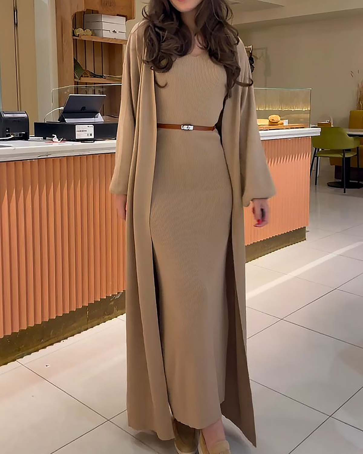 Elegant Cardigan + Dress Two Piece Set 1ad7