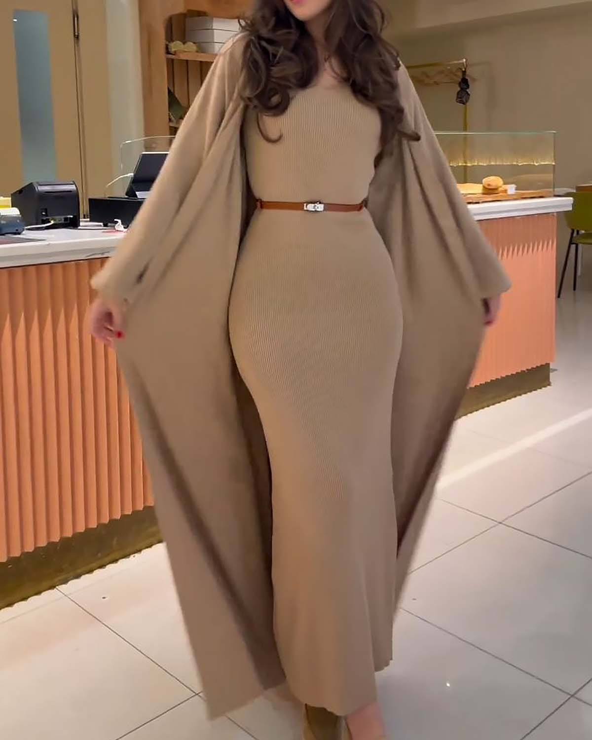 Elegant Cardigan + Dress Two Piece Set 1ad7