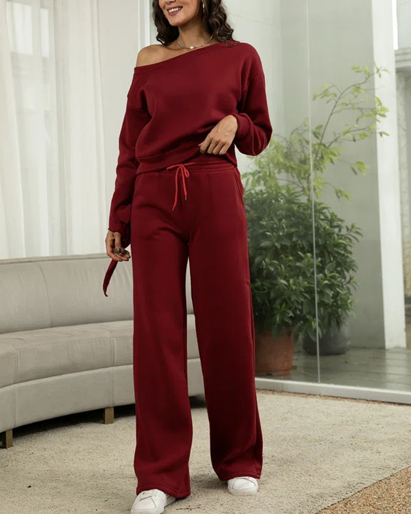 Two-piece casual sports solid color sweater