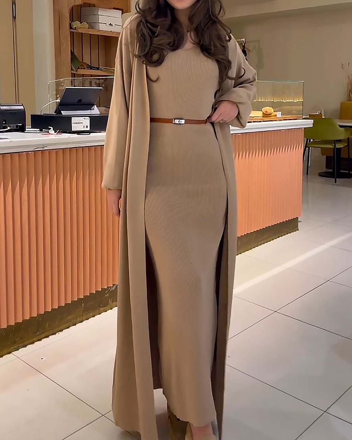 Elegant Cardigan + Dress Two Piece Set 1ad7