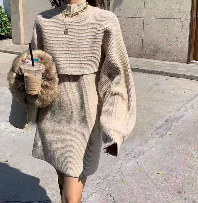 Casual All-Match Sweater Vest Skirt Shawl Two-Piece Set