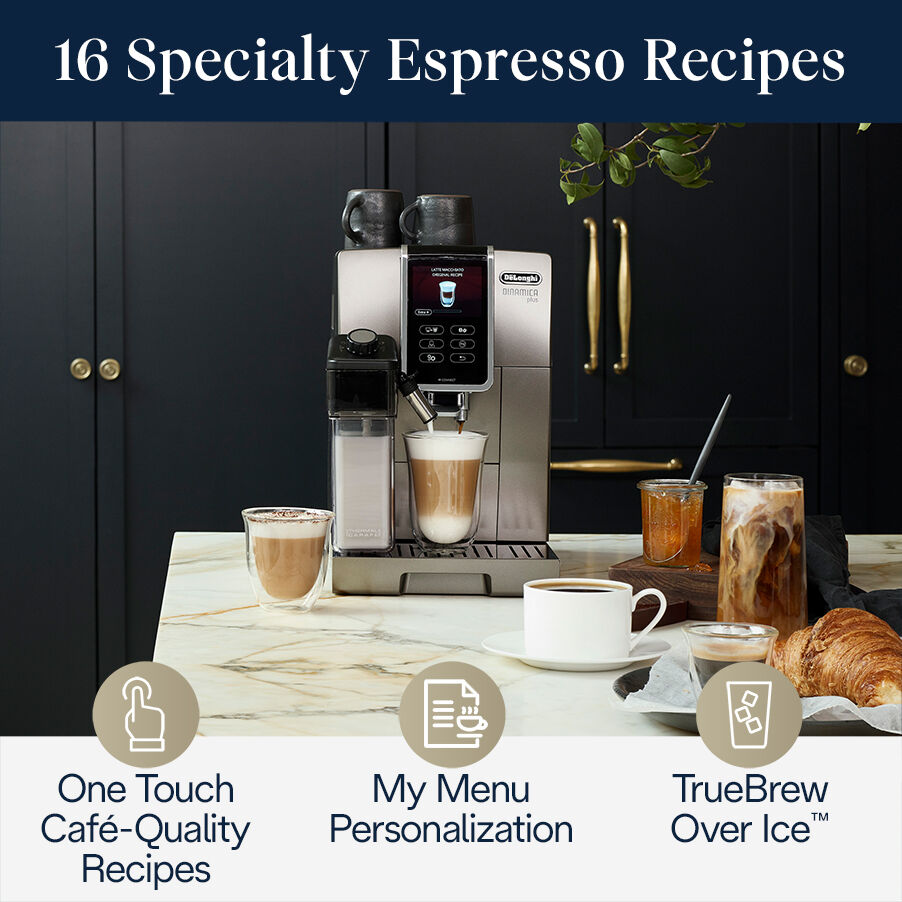 Dinamica Plus, Smart Coffee & Espresso Machine with Coffee Link Connectivity App + Automatic Milk Frother, Titanium - ECAM37095TI
