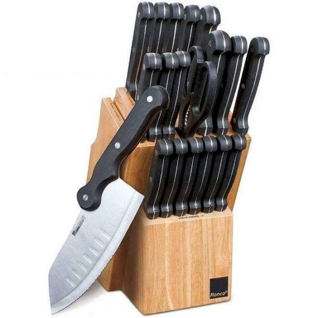 Ronco 20 Piece Knife Set with Knife Block FullTang Handle Kitchen