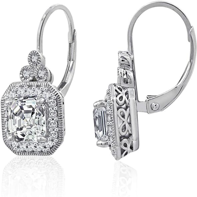 Women's silver zinc oxide on t-cut antique hanging earrings