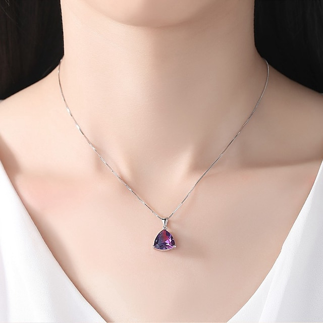 Necklace Multicolor Synthetic Diamond Blue Copper Women's Simple Sweet Classic Luminous Wedding Geometric Necklace For Wedding Party