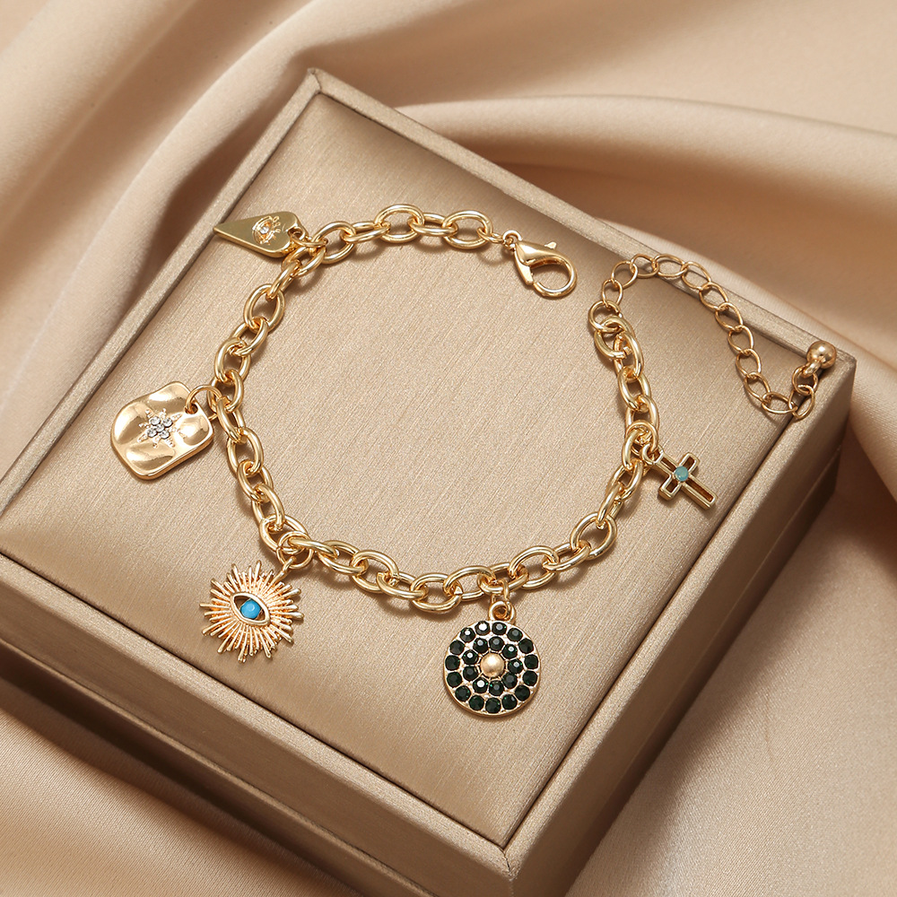 Simple Style Round Titanium Steel Inlay Zircon Bracelets