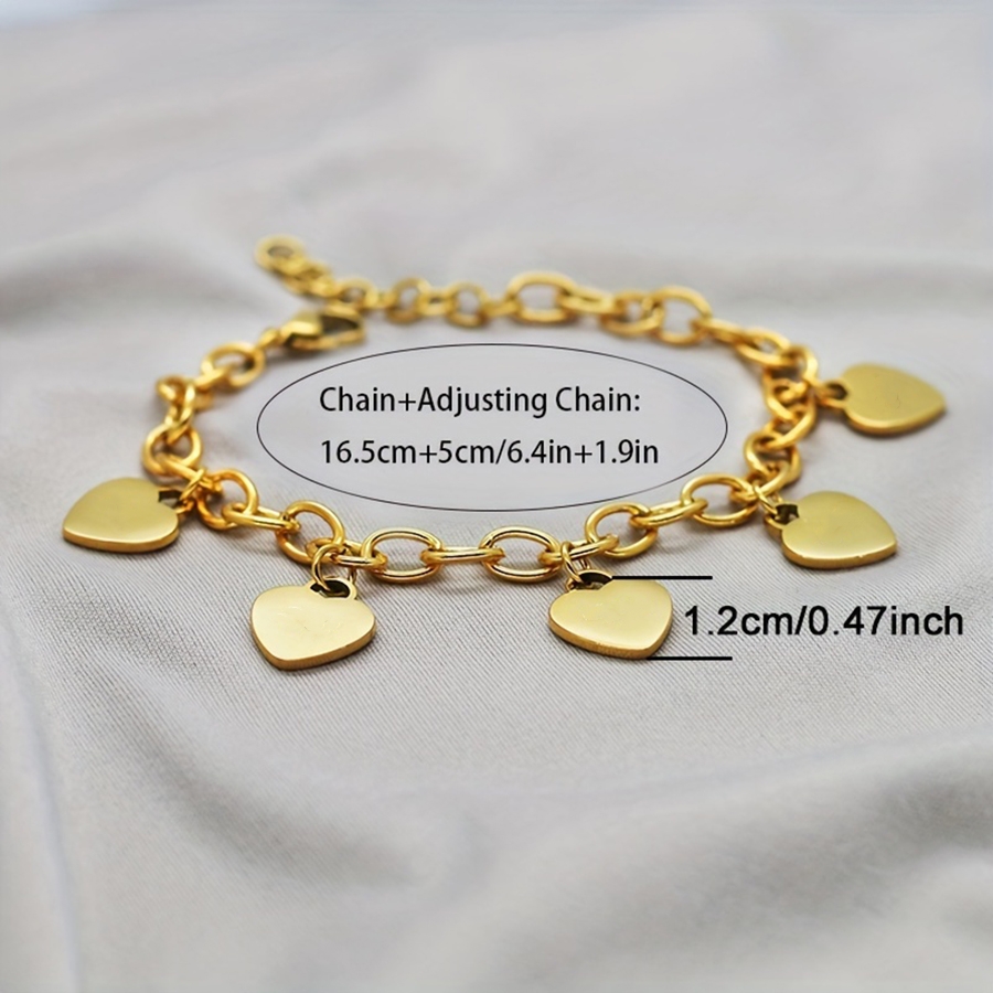 Simple Style Classic Style Heart Shape Stainless Steel Plating  Copper Plated Bracelets