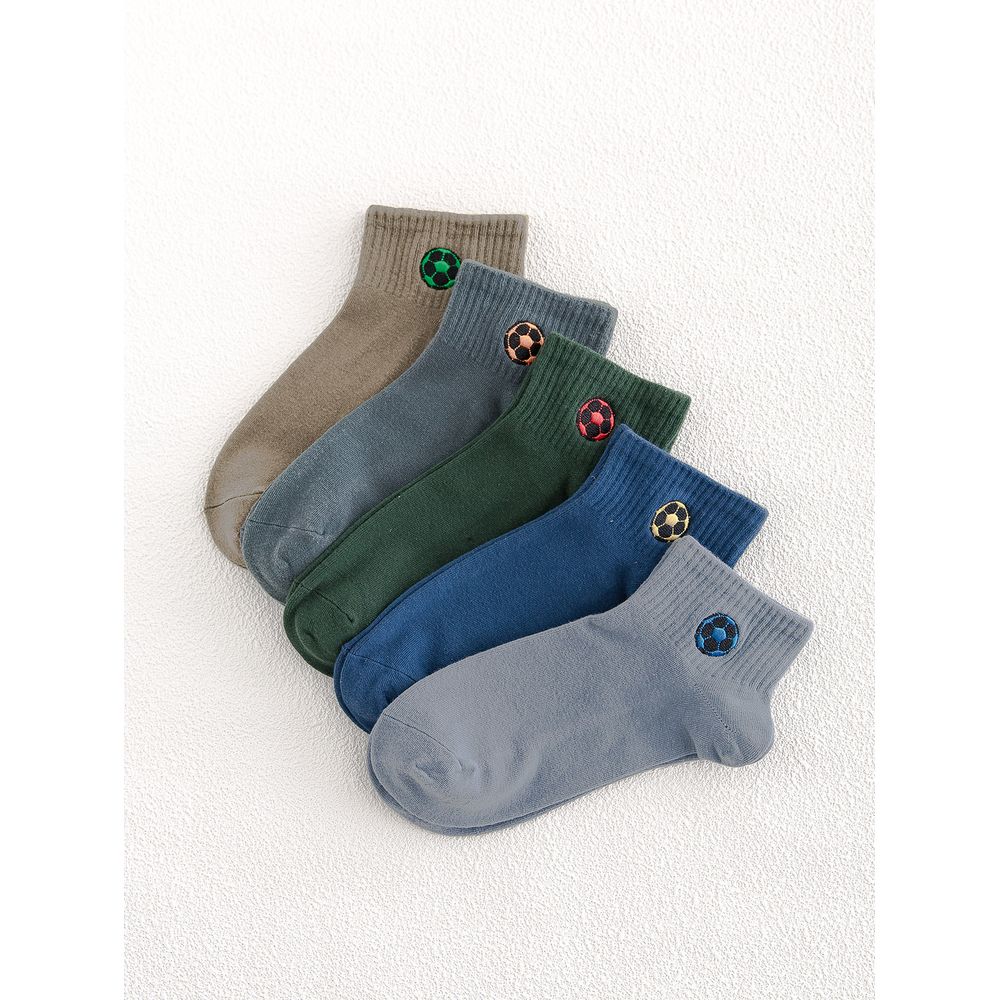 5pairs Men Embroidery Ankle Socks